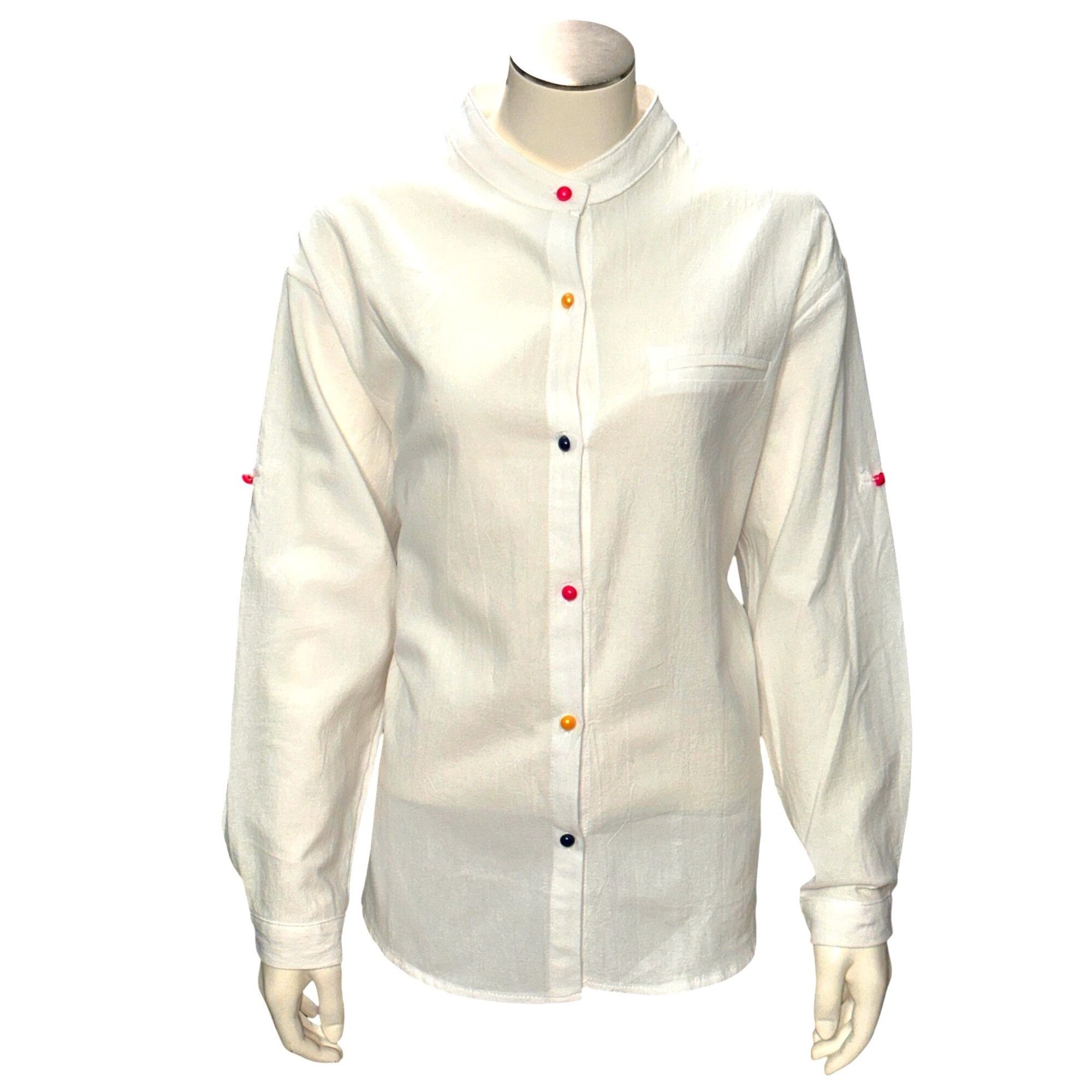 Other CCC Oversized White Button Up Shirt Colorful Buttons High Lo Size 3XL / US 20-22 - 1 Thumbnail