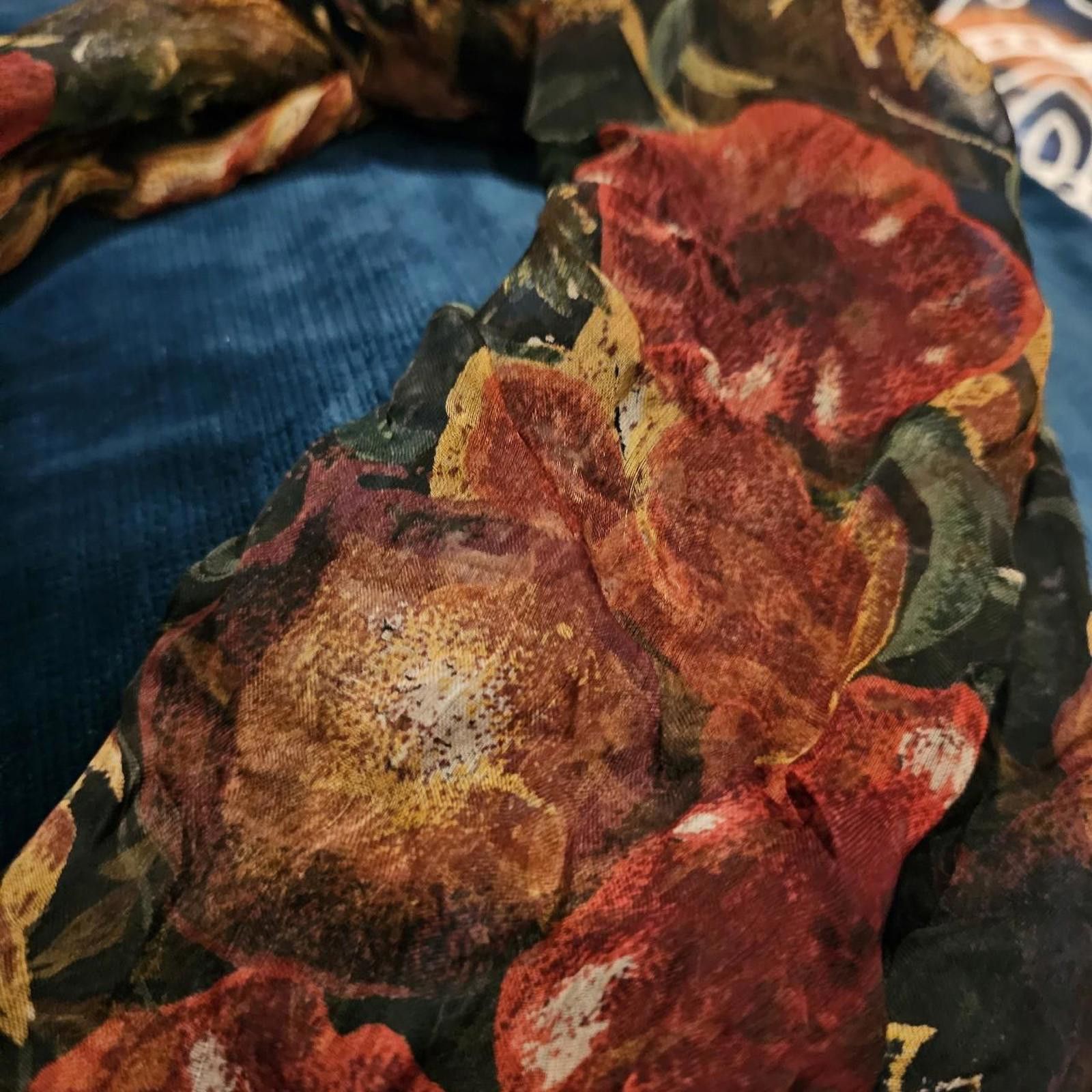 Designer Vintage Floral Sheer Scarf Size ONE SIZE - 3 Thumbnail