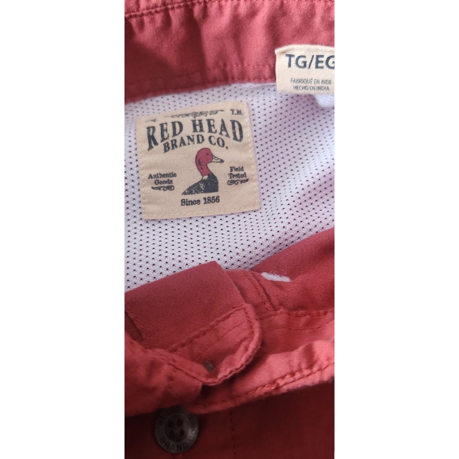 Vintage VINTAGE Red Head Shirt Mens L Red Short Sleeve Button-Up Collared Vented Fishing Pockets Outdoor Regular Cotton Polyester Bass Pro Size US L / EU 52-54 / 3 - 3 Thumbnail