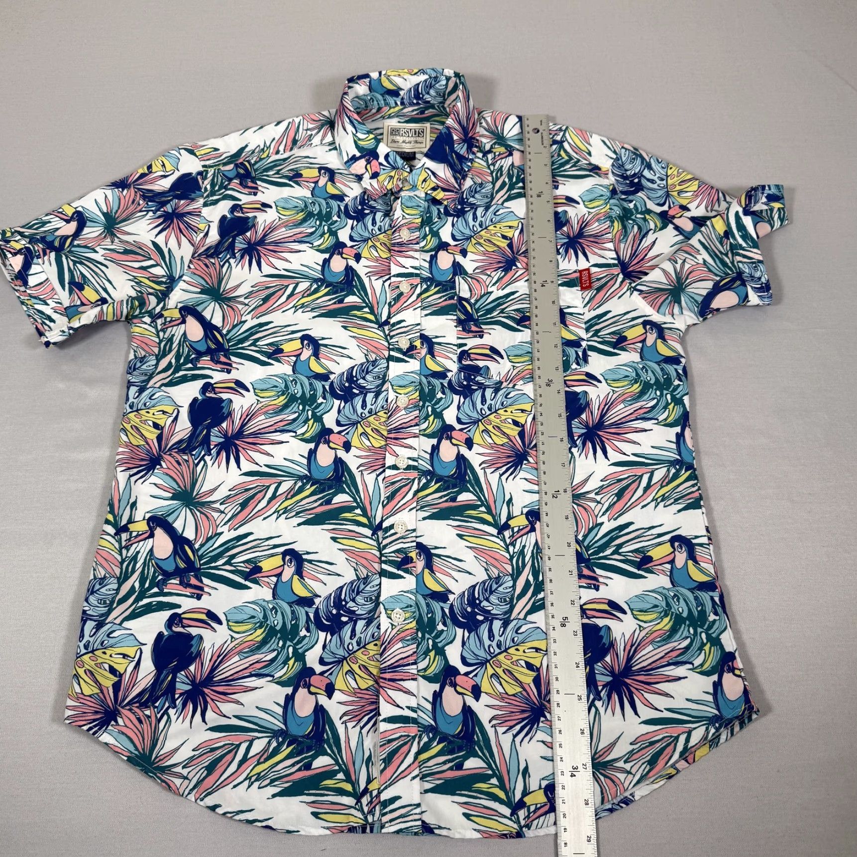 ALOHAS RSVLTS Shirt Mens Medium Multicolor Toucan Tropical Hawaiian Button Up Aloha Size US M / EU 48-50 / 2 - 5 Thumbnail