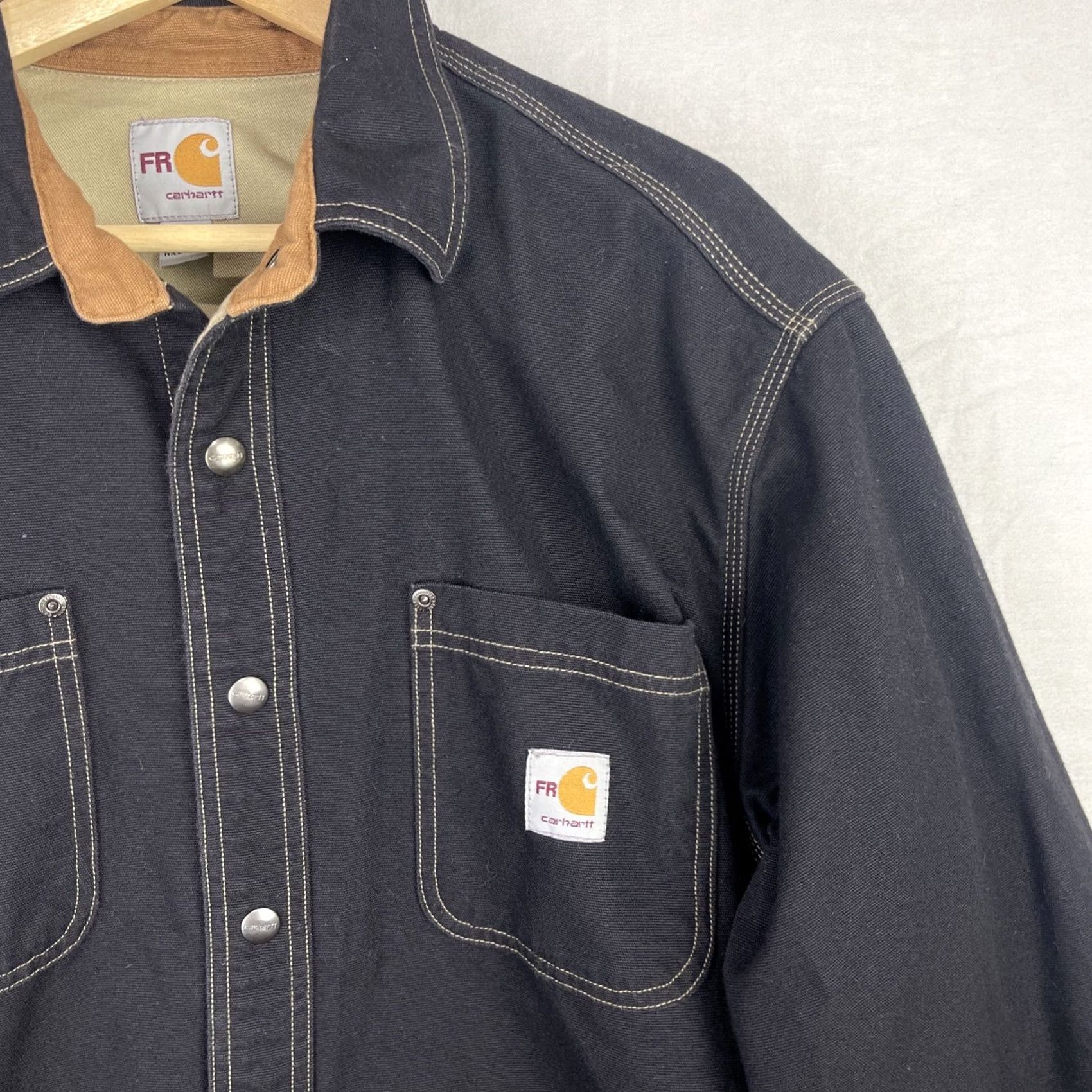 Carhartt VINTAGE Carhartt FR Jacket Mens Large Black Hot Line Flame Resistant Shacket 100432 001 Size US L / EU 52-54 / 3 - 4 Thumbnail