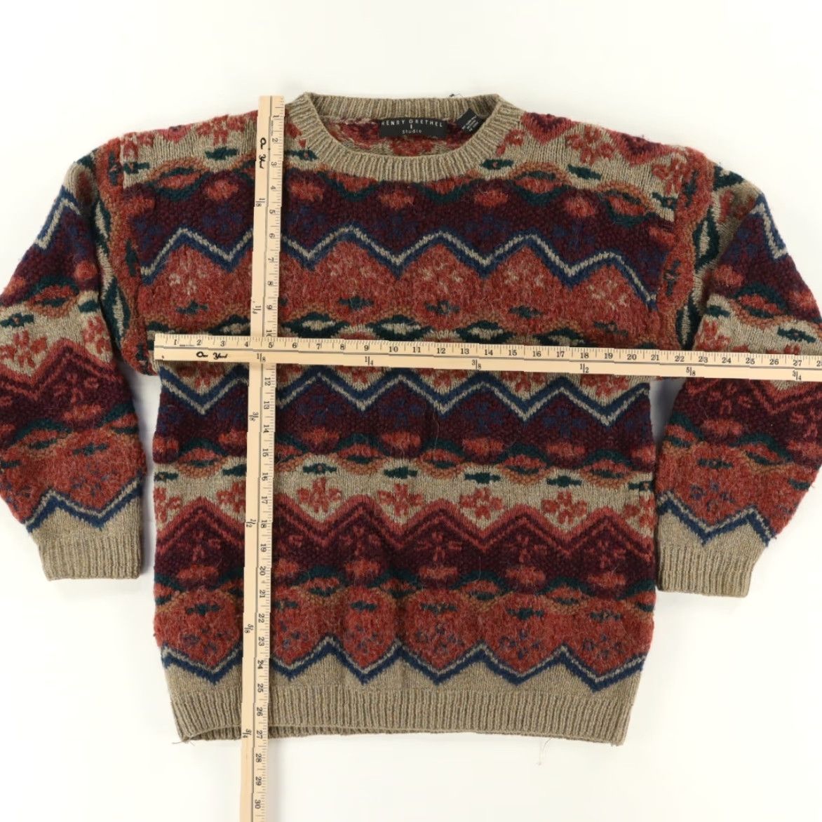 Vintage Henry Grethel Yarn Knit Fair Isle Striped Sweater Men's L Mens Size US L / EU 52-54 / 3 - 3 Thumbnail