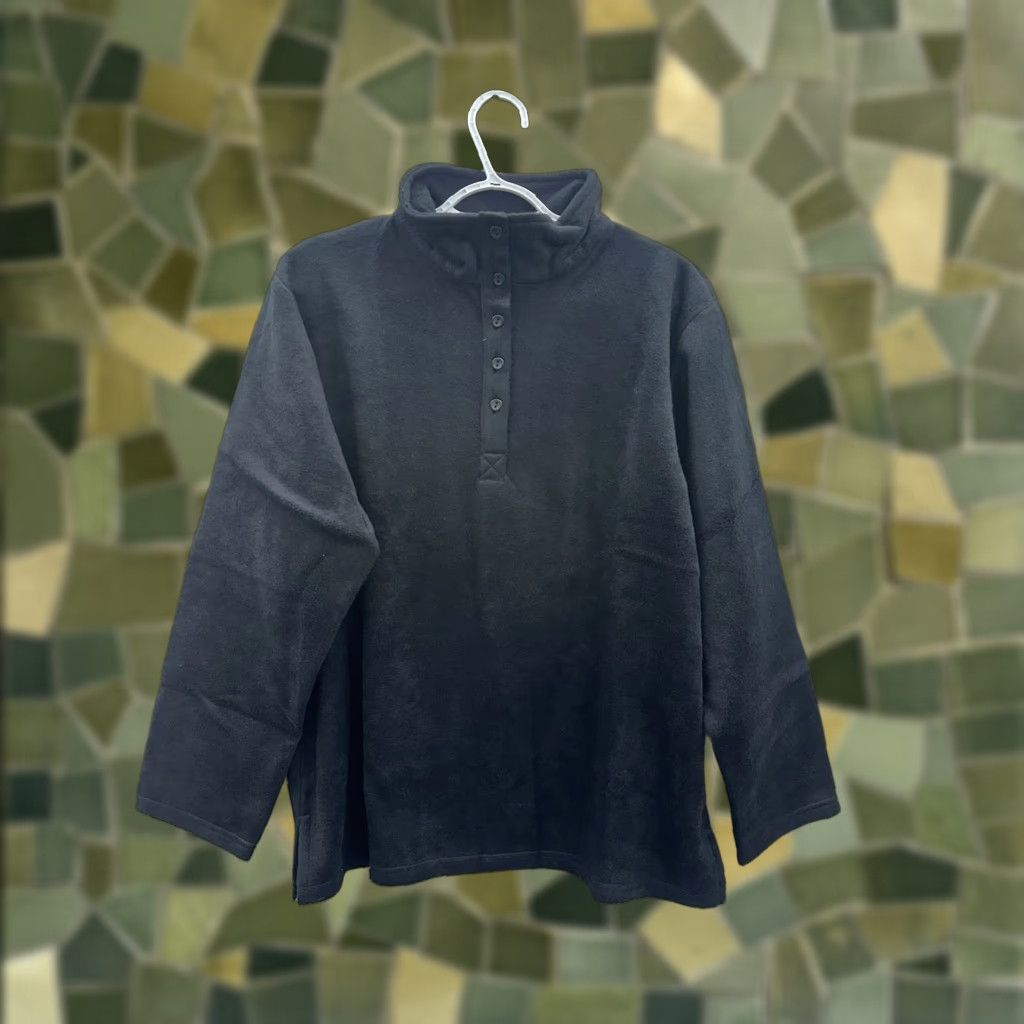 Vintage Anthony Richards Womens Pullover Long Sleeve Henley Fleece Black XL Petite Size T-Shirt Size XL / US 12-14 / IT 48-50 - 1 Thumbnail