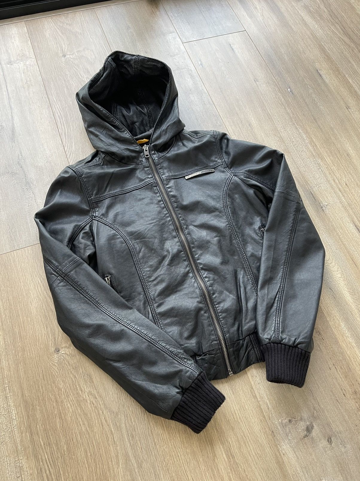Superdry Superdry Fine Tailoring Co. Hooded Leather Bomber Size XS / US 0-2 / IT 36-38 - 2 Thumbnail