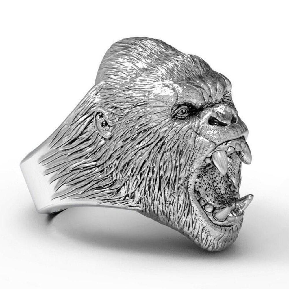 Designer Men's Vintage Punk King Kong Gorilla Head Ring - Size 8 Size ONE SIZE - 1 Thumbnail