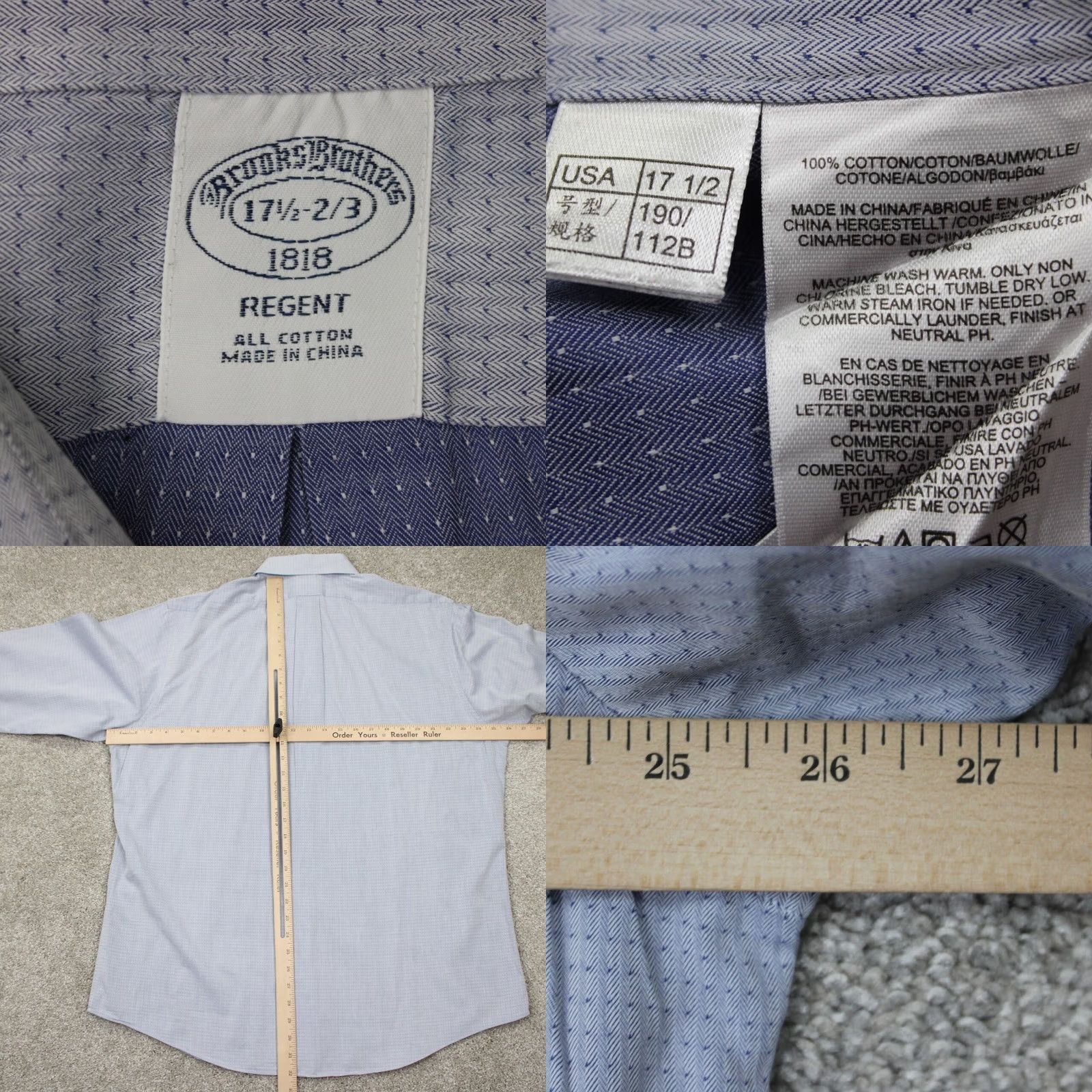 Brooks Brothers Brooks Brothers Regent Dress Shirt Mens 17 1/2 Blue All Cotton L/S Button-Down Non-Iron Regular Size Type Shirt Men Size US XXL / EU 58 / 5 - 8 Thumbnail