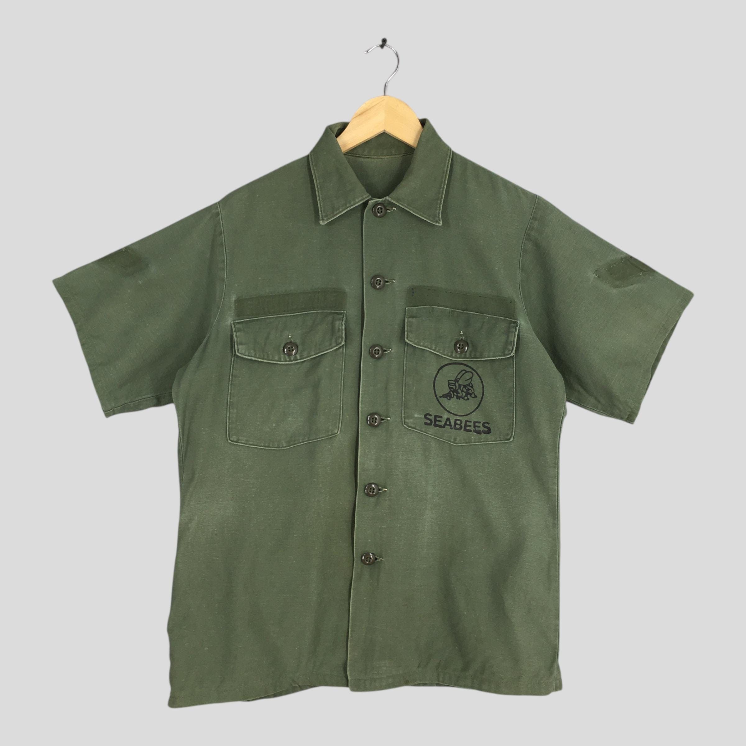 Vintage 70s OG Us Olive Green Fatigue Shirt Medium