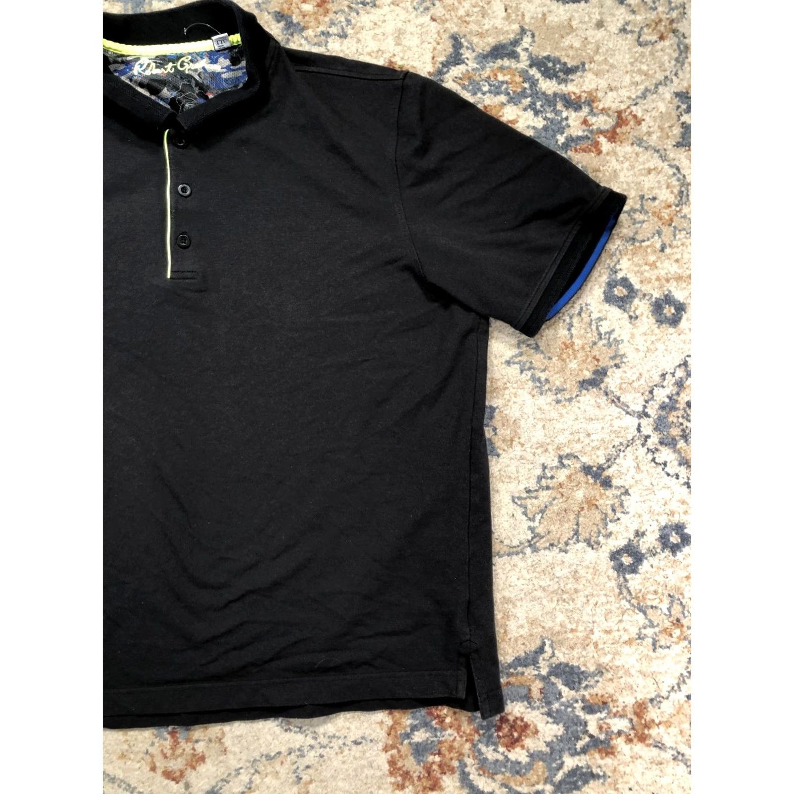 Robert Graham Robert Graham Polo Shirt Mens 2XLT Black Big & Tall Contrast Trim Casual Shirt Size US XXL / EU 58 / 5 - 4 Thumbnail