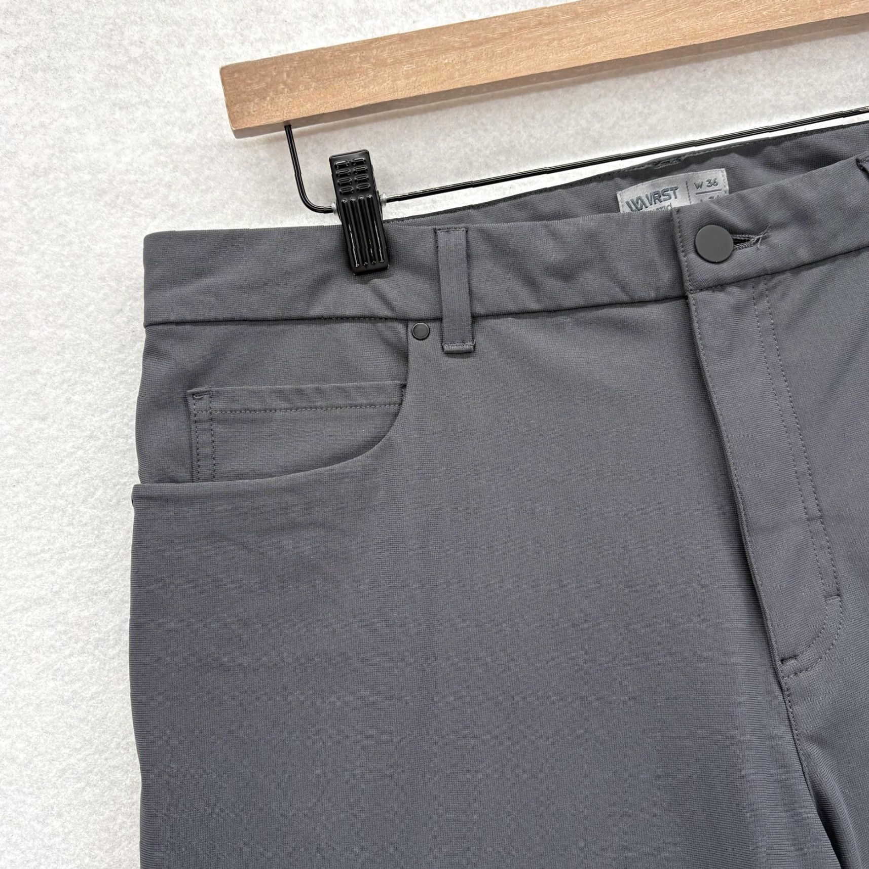 Vintage VRST Athletic Chino Pants 36x32 Mens Gray 5-Pocket Stretch Flat Front Casual Straight Pocket Design Size US 36 / EU 52 - 3 Thumbnail