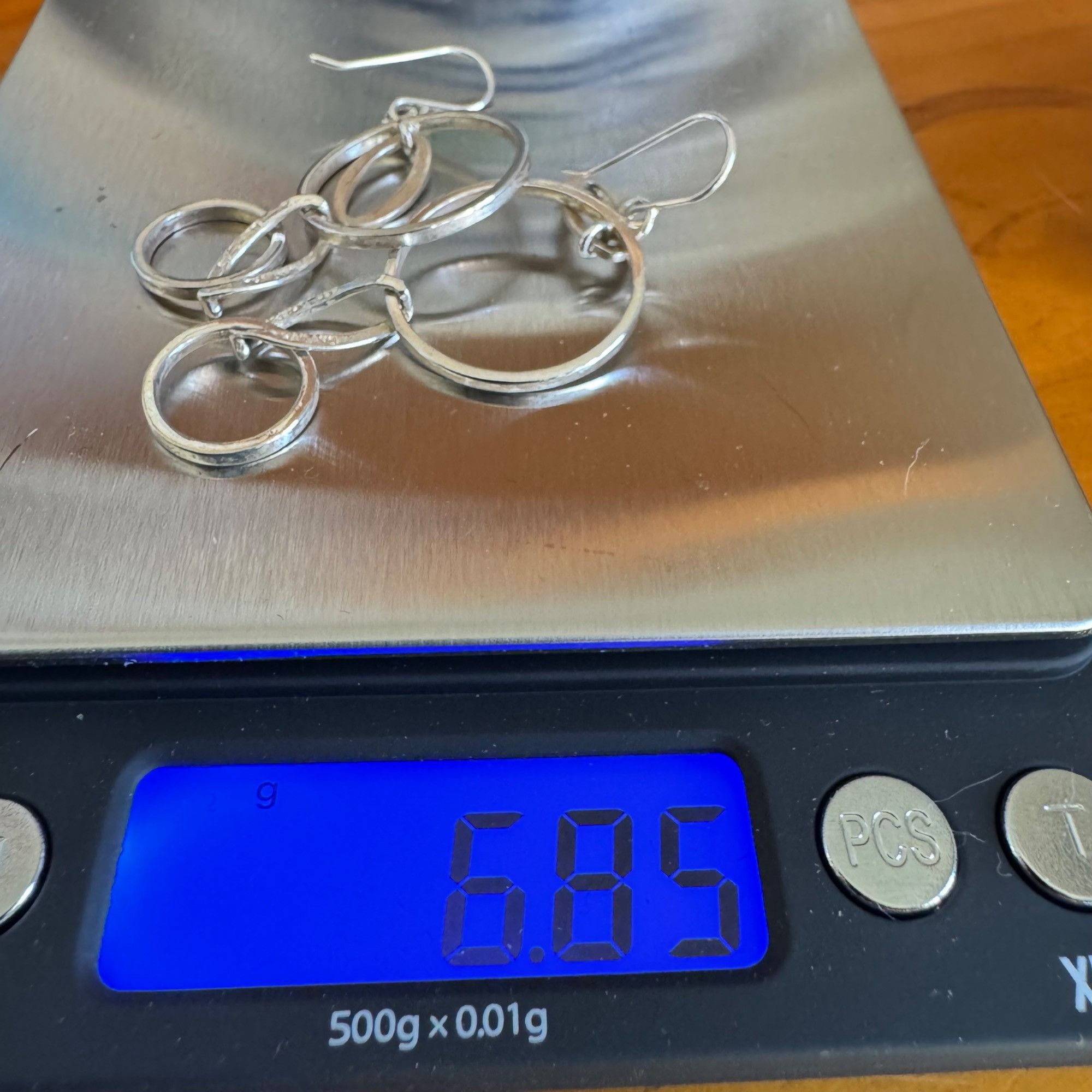 Vintage VTG Solid Sterling Silver 925 Circle Link Dangle Earrings Si Size ONE SIZE - 7 Thumbnail