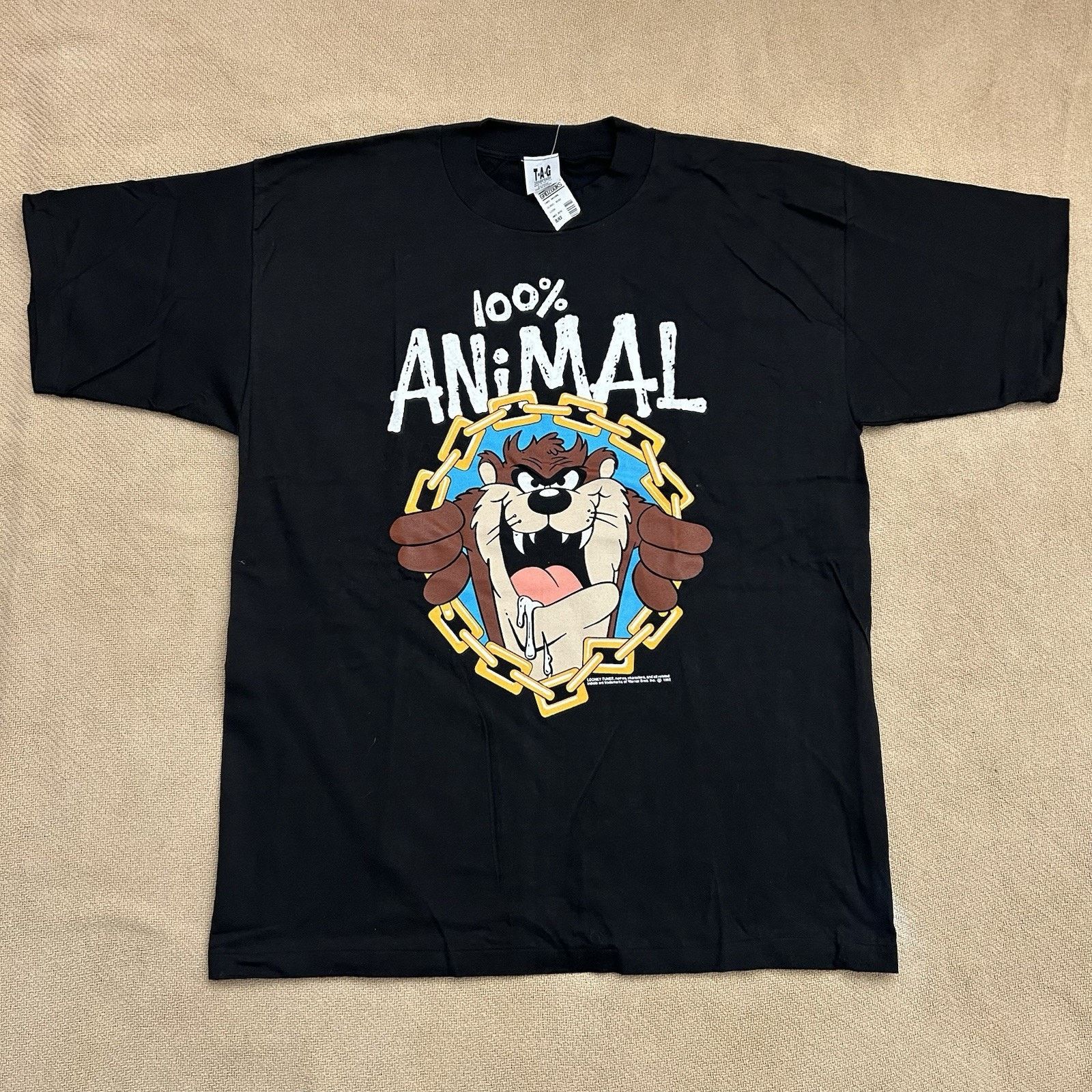 Vintage NEW 1992 Taz 100% Animal Tazmanian Devil Looney Tunes Shirt Size US XL / EU 56 / 4 - 1 Thumbnail