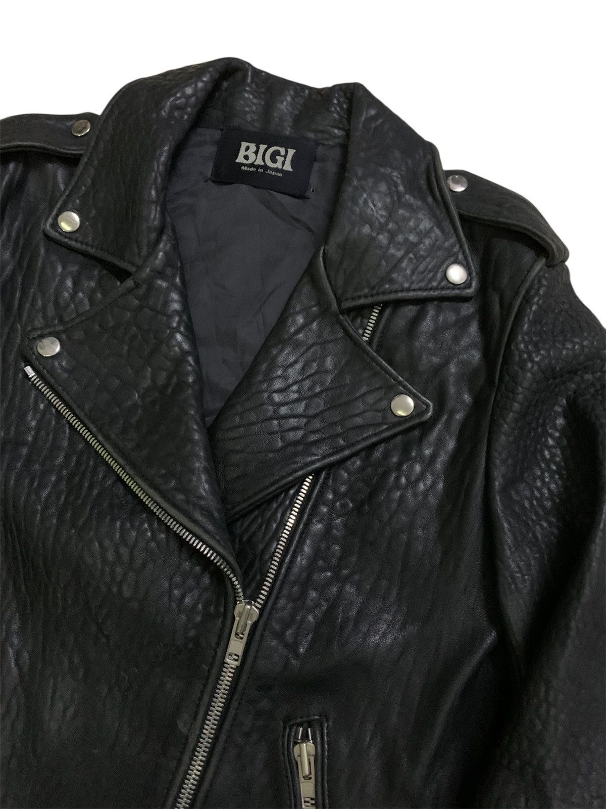 BIGI 💥Vtg Bigi Men Alligator Black Leather Jacket Size US S / EU 44-46 / 1 - 4 Thumbnail
