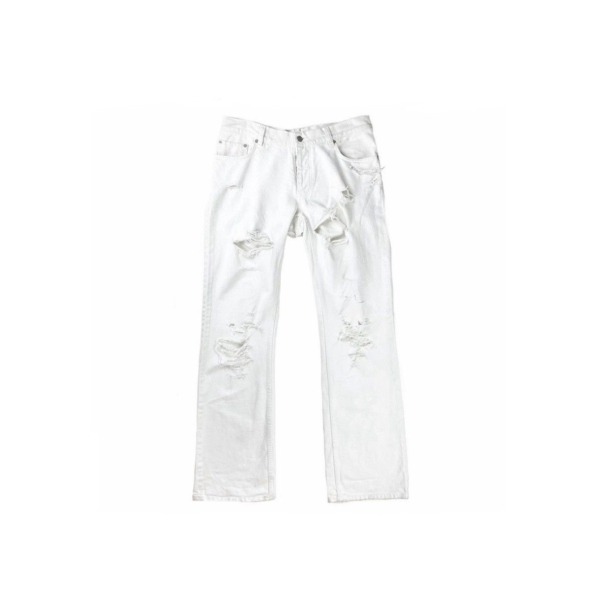 Helmut Lang HELMUT LANG THRASHED WHITE BOOTCUT SAMPLE DENIM Size US 30 / EU 46 - 1 Thumbnail