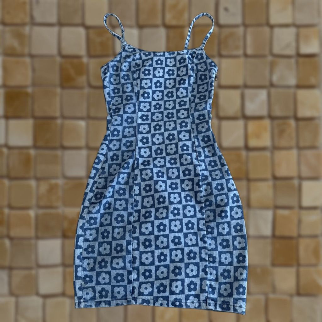 h&m blue dress floral Mini Quince Dress in Navy with Gold Accent – Boutique Moroleon