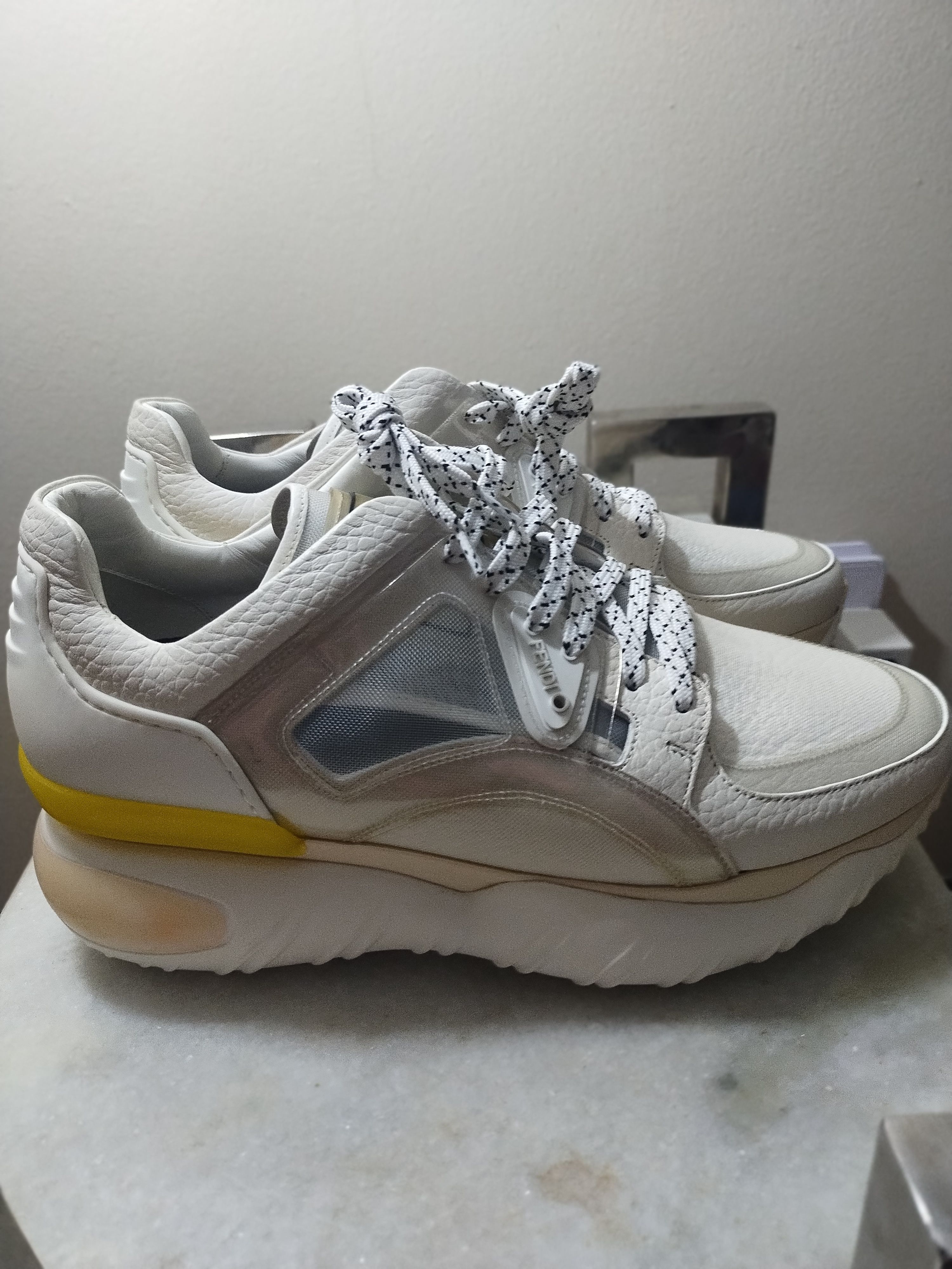 Fendi Fendi White Leather & Mesh bubble Platform Chunky Sneakers Size US 9 / IT 39 - 3 Thumbnail