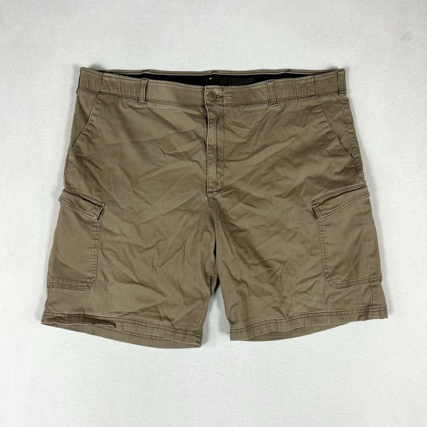 Lee Lee Cargo Shorts Mens 46 Beige Tan High Rise 9in Inseam Pockets Stretch Casual Golf Summer Spring Fall Size US 30 / EU 46 - 2 Thumbnail