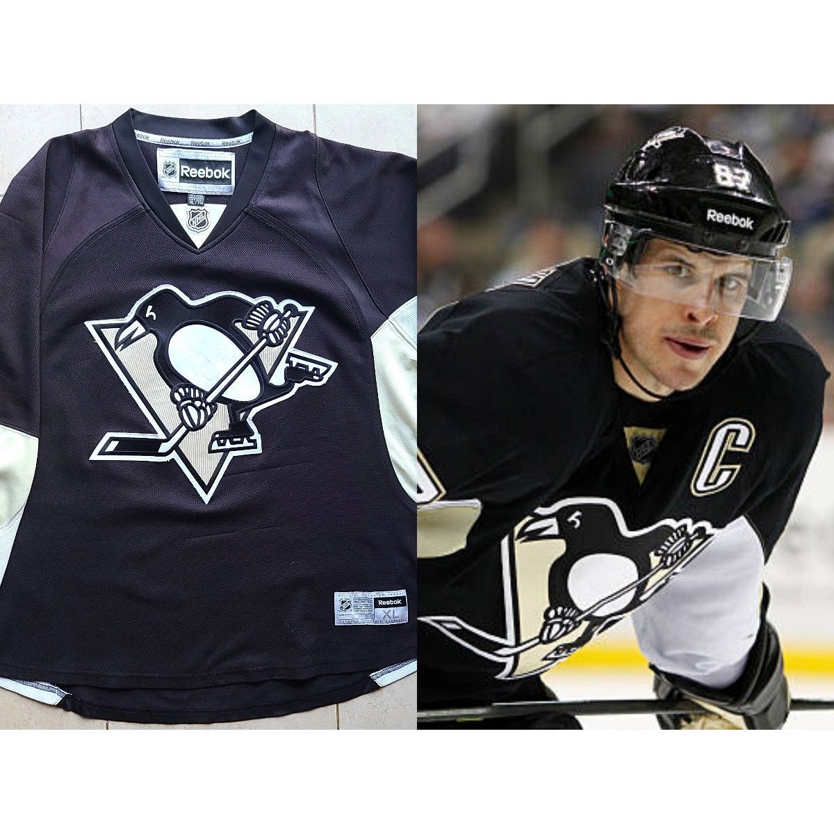 NHL × Reebok Pittsburgh Penguins 2010s RBK jersey XL blk gold hockey vtg Size US XL / EU 56 / 4 - 1 Thumbnail