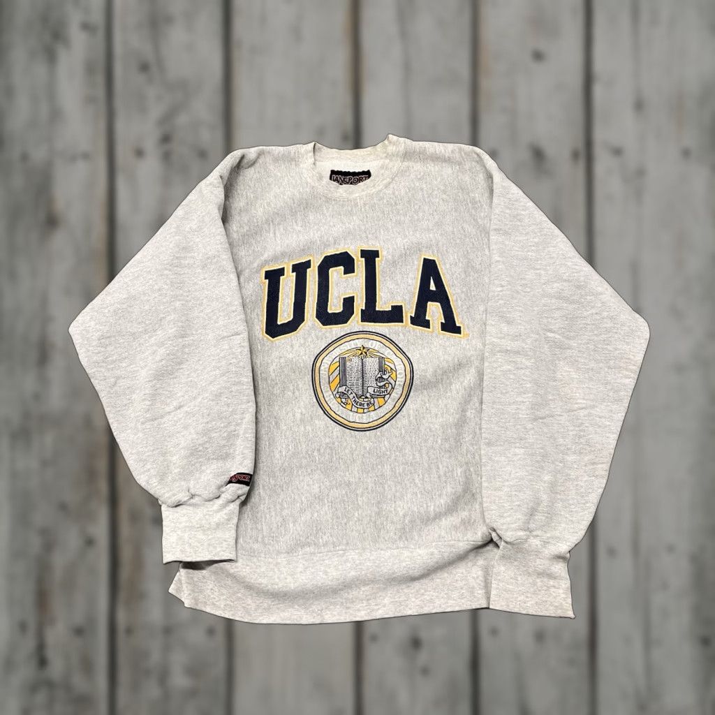 VINTAGE UCLA Bruins College Crewneck Sweater XL Gray 90s Unisex Adult Cotton Logo Pullover Fall Winter