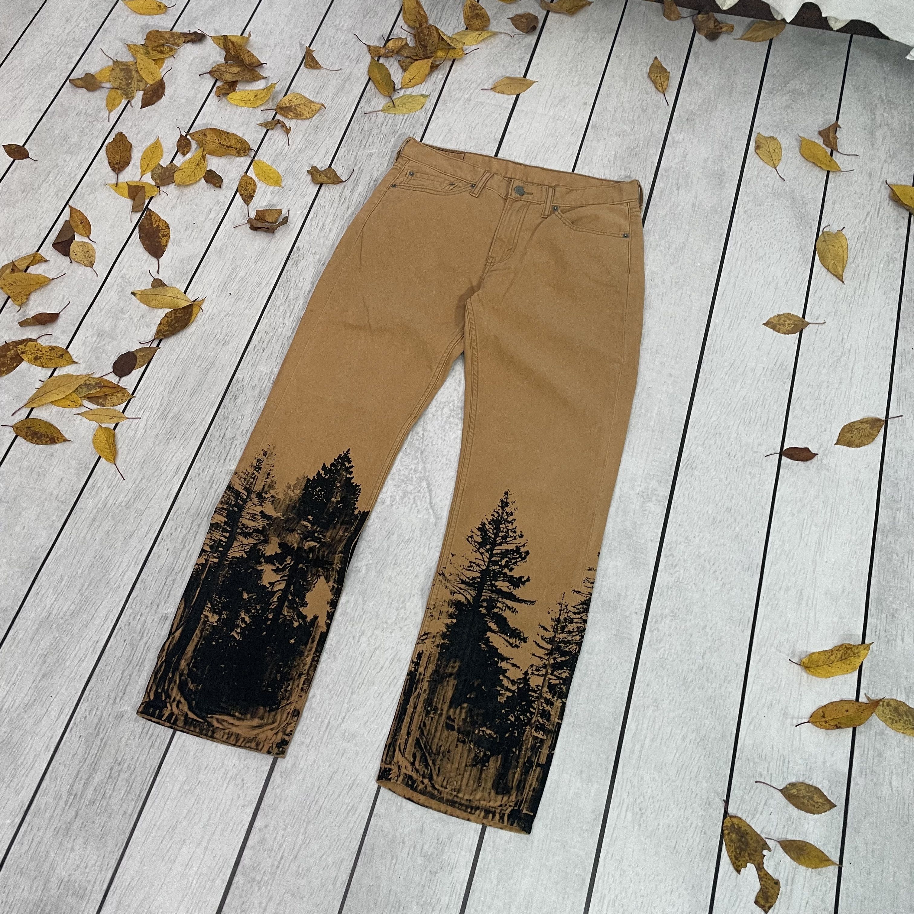 Levi's Custom Levi's art 1of1 forest tree nature flora opium y2k Size US 34 / EU 50 - 4 Thumbnail