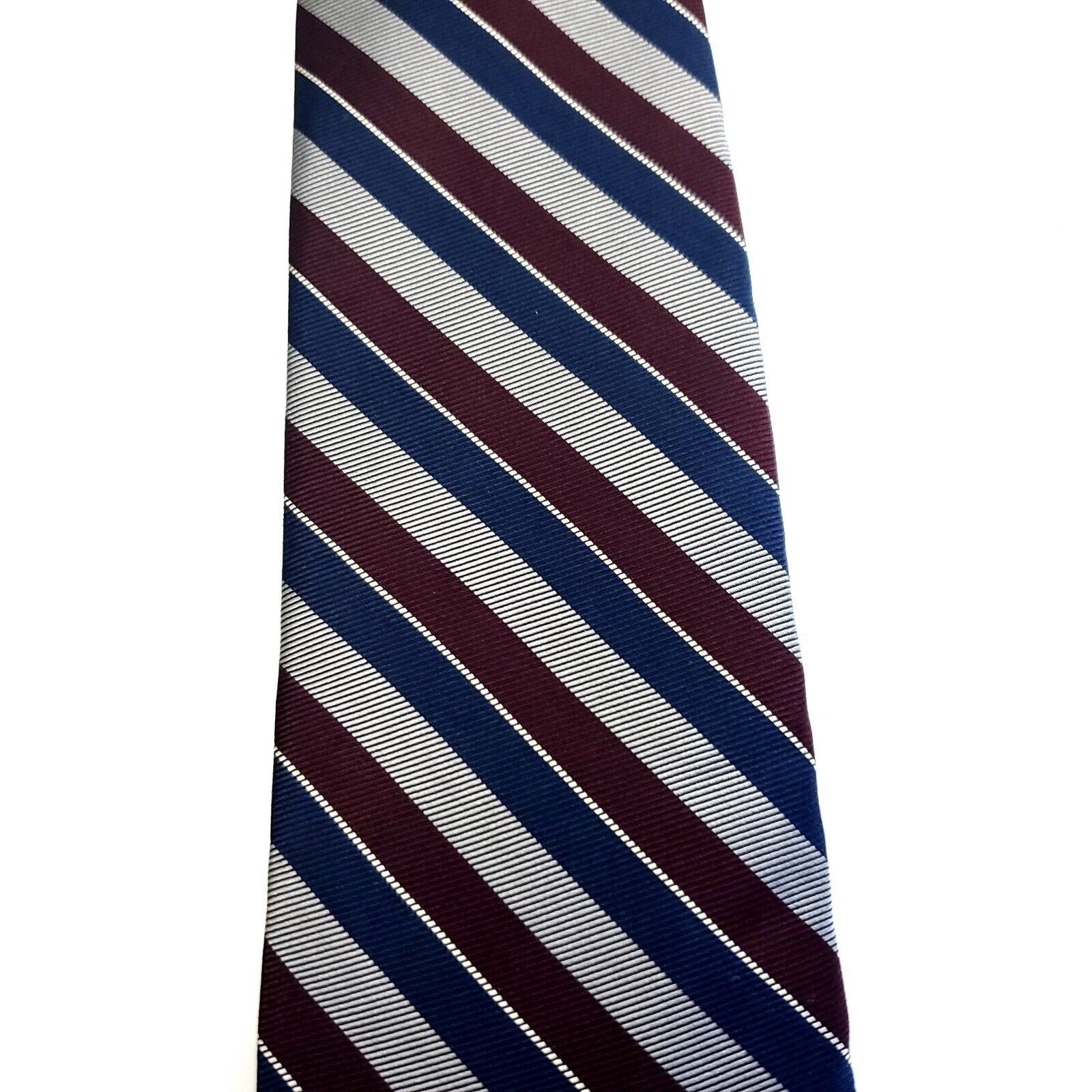 Bert Pulitzer Bert Pulitzer Blue Red Gray Silk Tie Woven Short Skinny Stri Size ONE SIZE - 2 Thumbnail