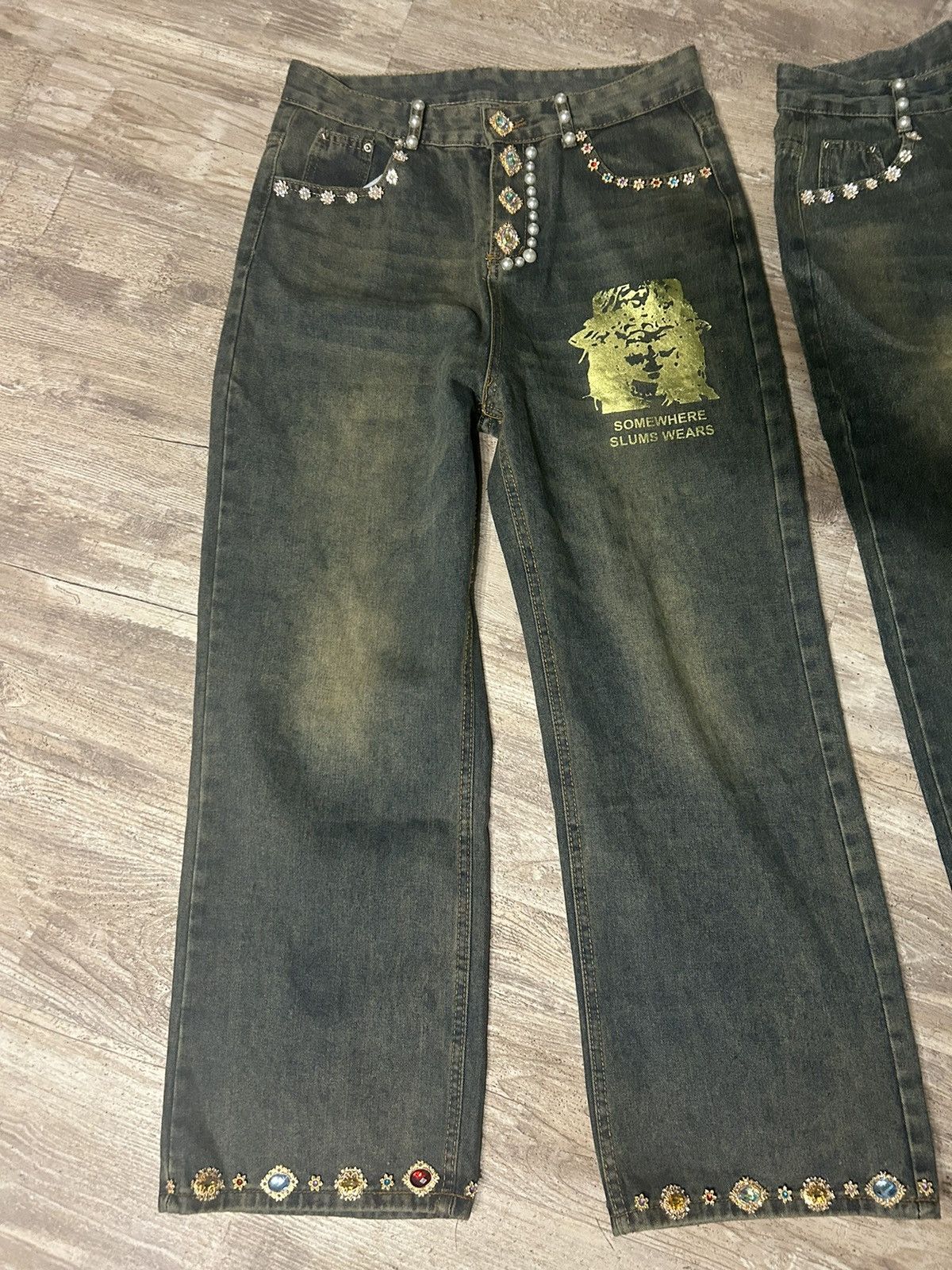 Other Slumxweirdo Concho Rhinstone Denim Stack Size US 31 - 8 Thumbnail