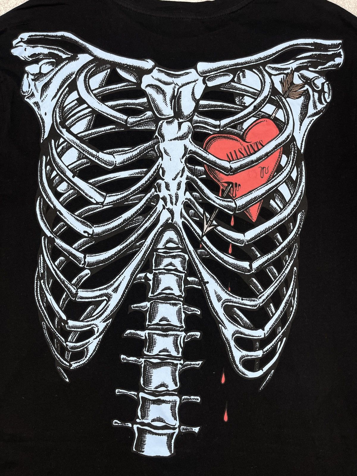 Allsaints Mens AllSaints Bleeding Heart Crew Black T Shirt Big Logo Size US M / EU 48-50 / 2 - 3 Thumbnail