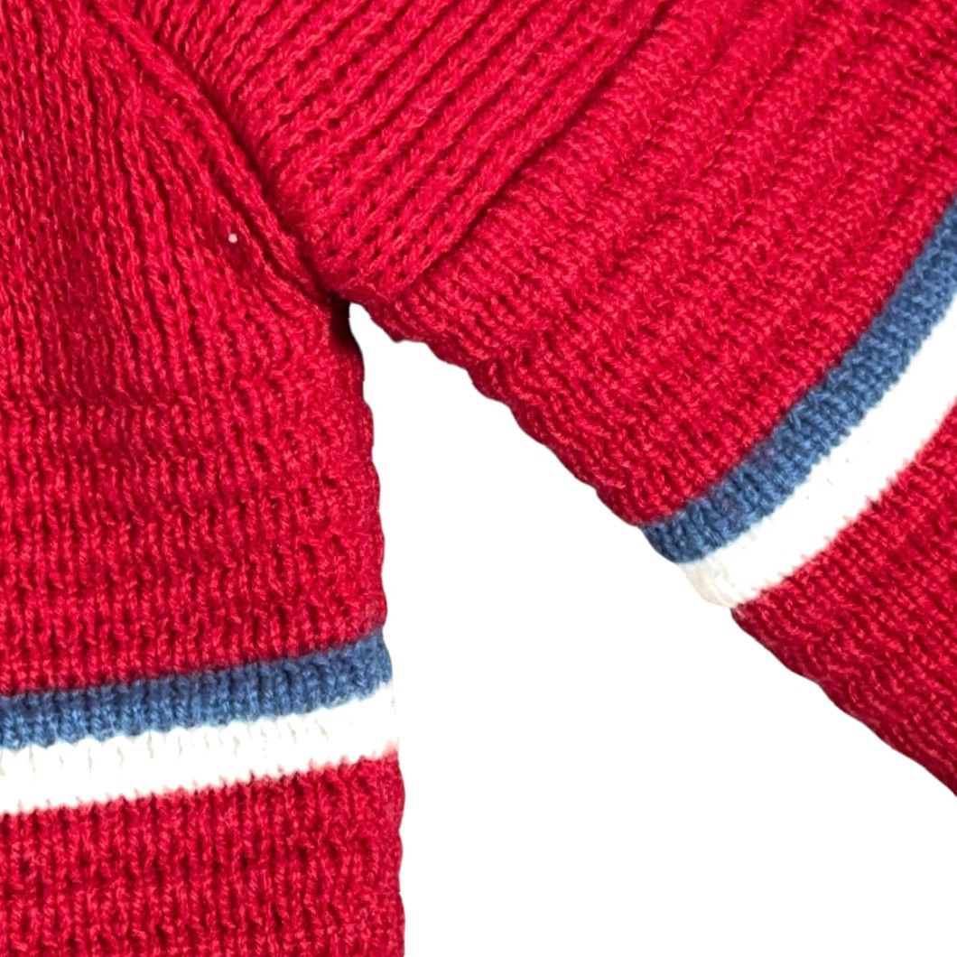 Vintage VINTAGE Calvin Charles Sweater Adult SMALL Red Textured Knit Quarter Zip 80s Size US S / EU 44-46 / 1 - 6 Thumbnail