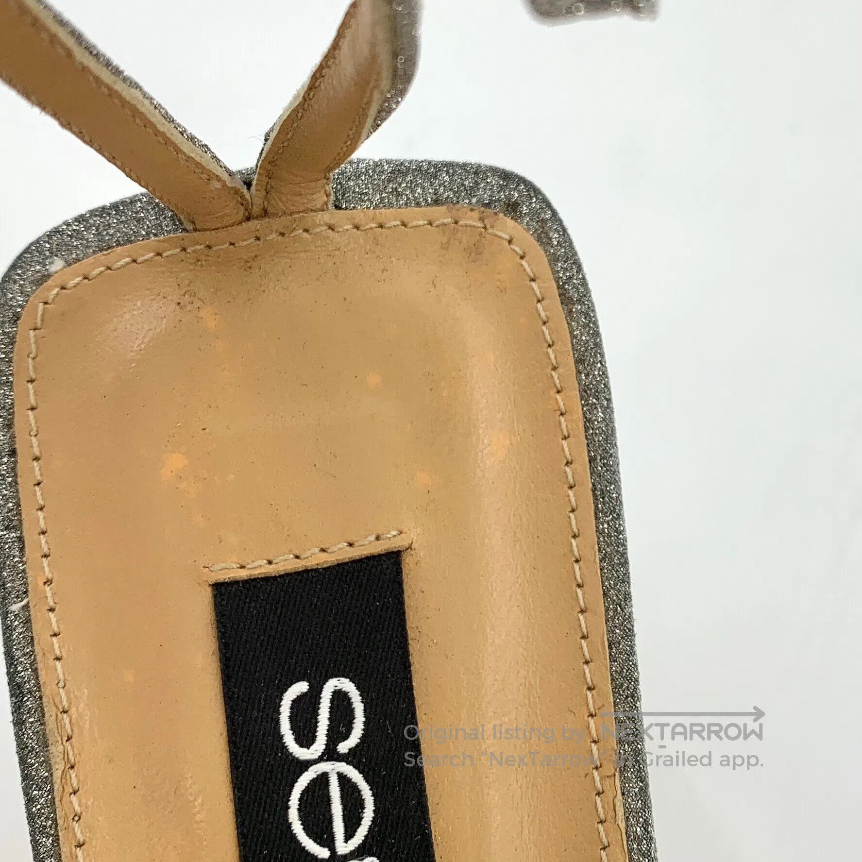 Sergio Rossi Sergio Rossi Silver Square Toe Glitter One-Strap Block Hee Size US 7 / IT 37 - 9 Thumbnail