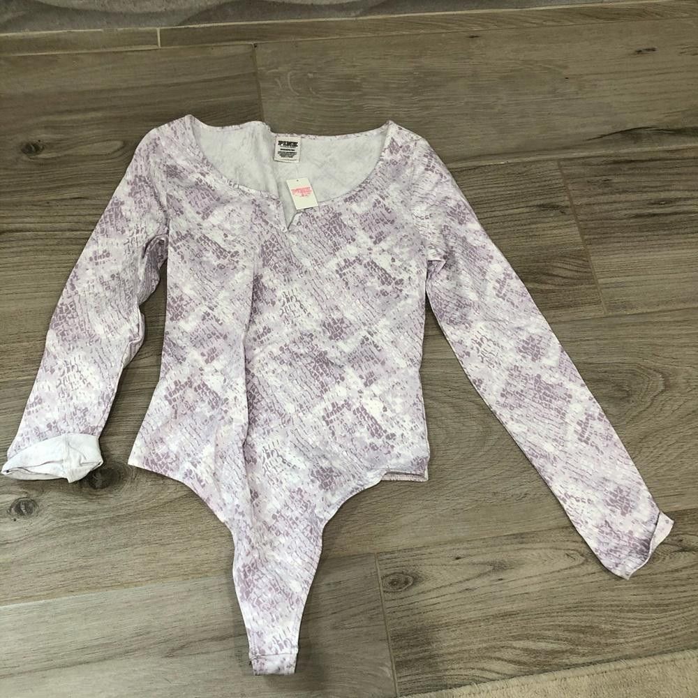 Pink Stylish Long Sleeve Lace Bodysuit - Perfect for Layering Size S / US 4 / IT 40 - 2 Thumbnail