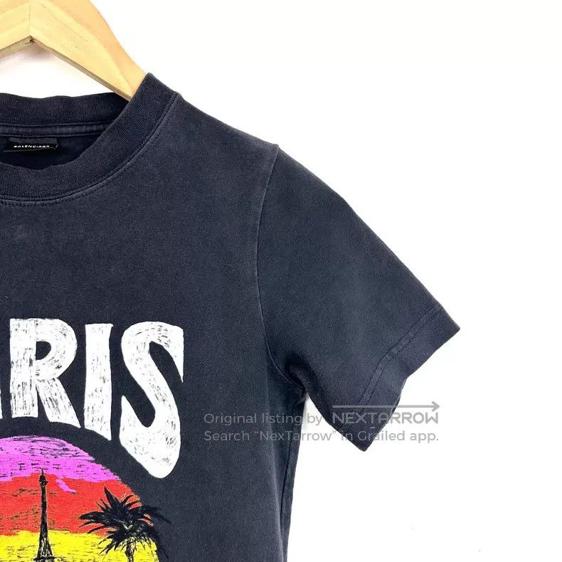 Balenciaga Balenciaga Black Paris sunset tower beach print short-slee Size L / US 10 / IT 46 - 6 Thumbnail