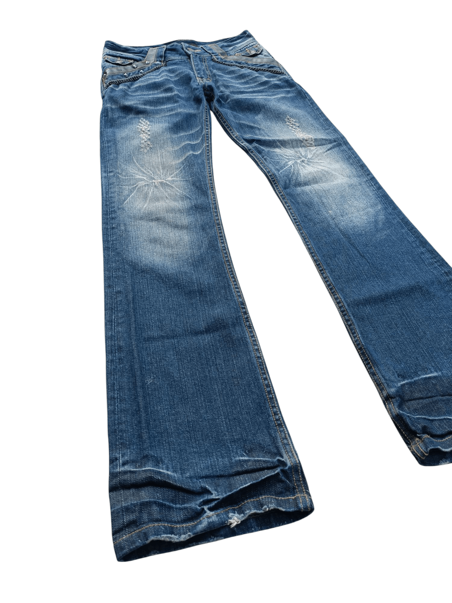 Japanese Brand × Seditionaries VTG Xfrm Japan Punk Style Stud Flare Distressed Jeans E253 Size US 29 - 3 Thumbnail