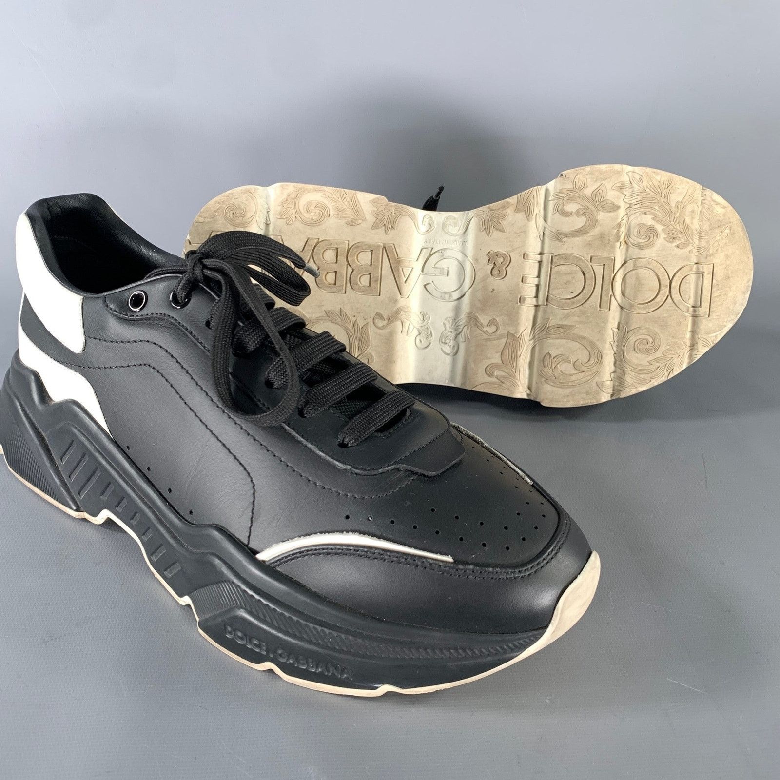 Dolce & Gabbana DOLCE & GABBANA Size 10 Black White Leather Sneakers Size US 10 / EU 43 - 5 Thumbnail