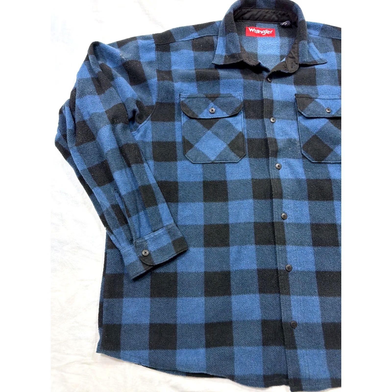 Wrangler Wrangler Button-Up Shirt 2XL Blue Black Buffalo Plaid Fleece Mens Oversized Pockets Casual Workwear Size US XXL / EU 58 / 5 - 3 Thumbnail