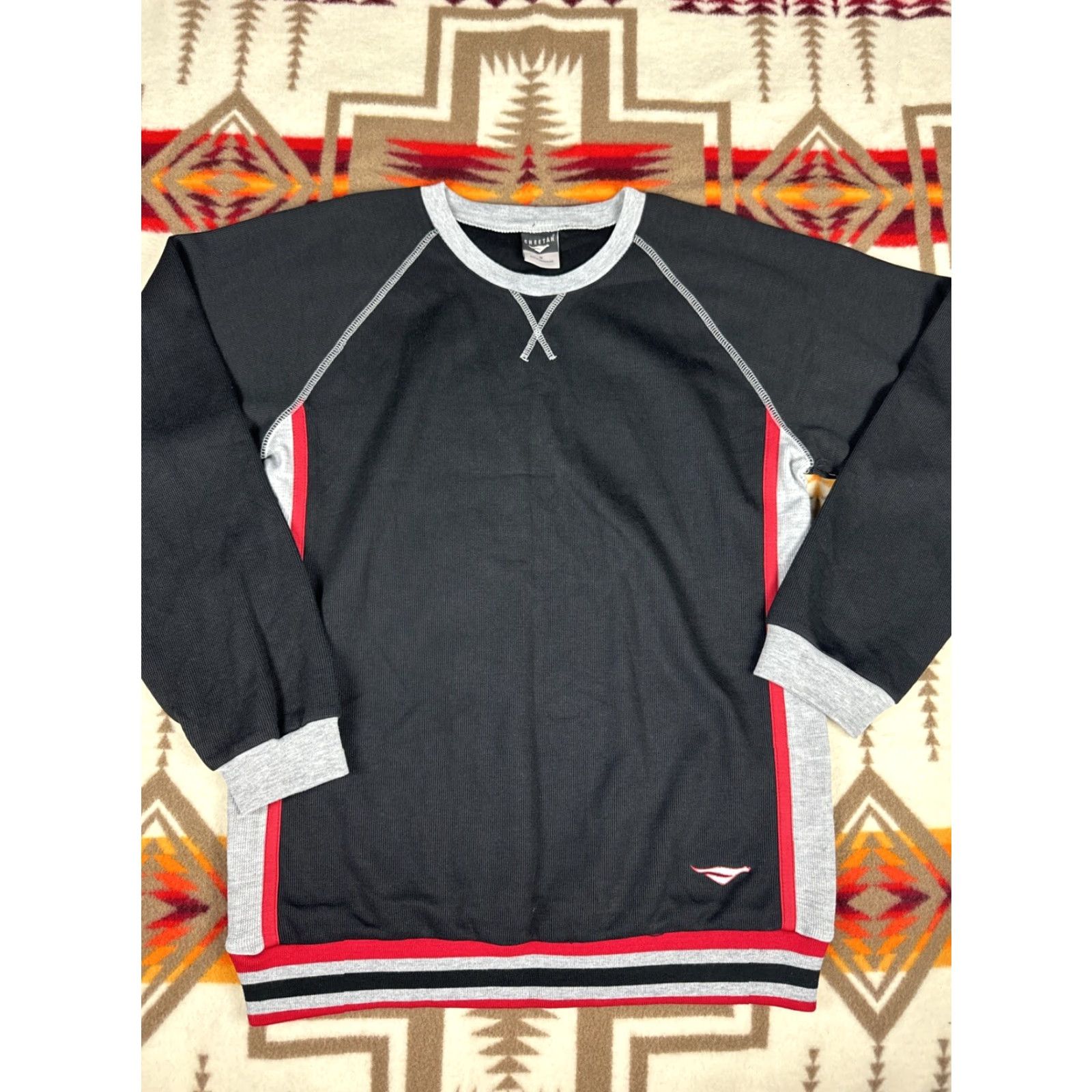 Vintage VINTAGE Cheeetah Brand Long Sleeve Thermal Shirt Mens M Black Gray Red Mens Size US M / EU 48-50 / 2 - 2 Thumbnail