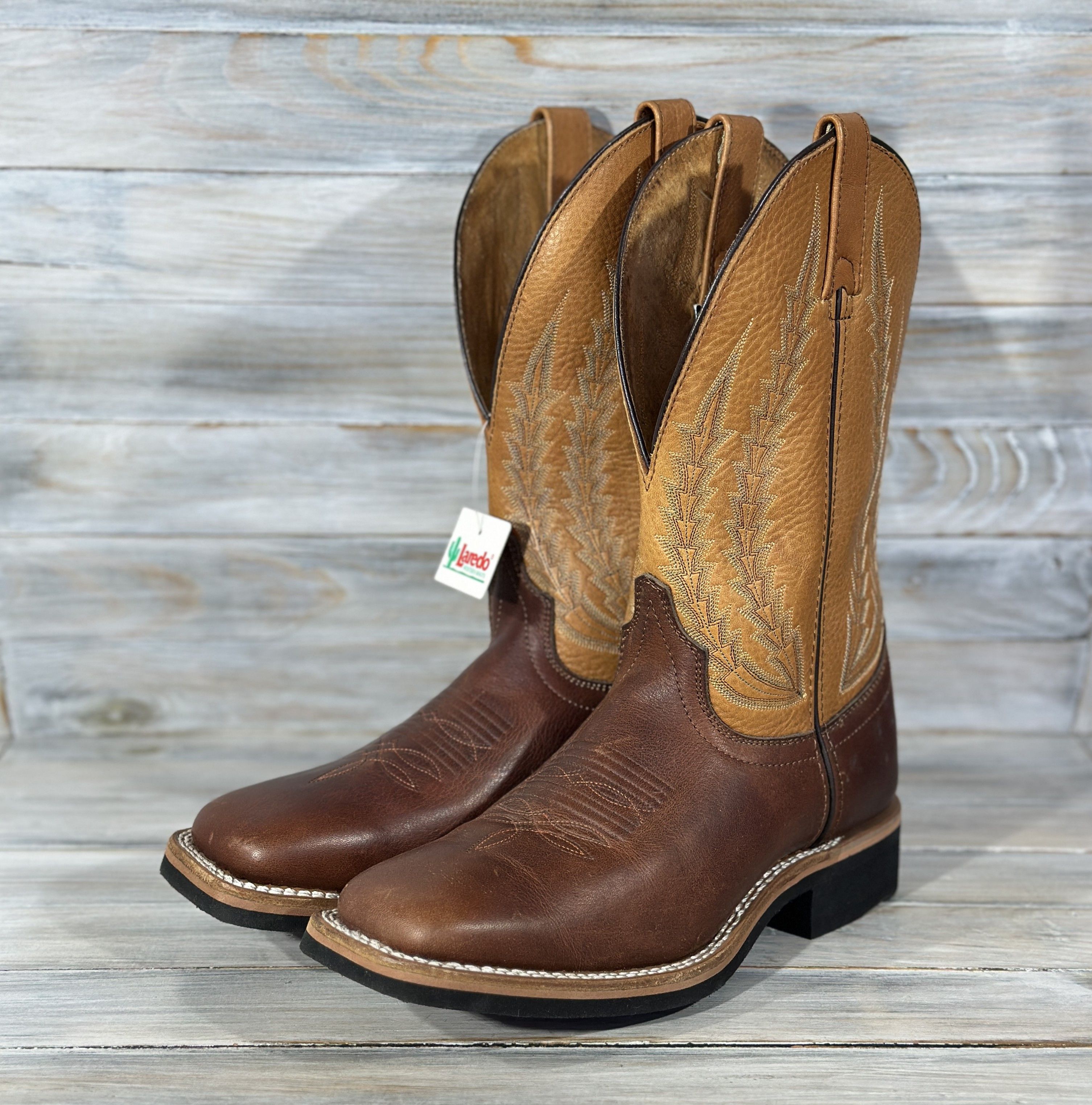 Cowboy Equipment LAREDO Cowboy Western Leather Boots Brown Square Toe Shoes Size US 7.5 / EU 40-41 - 18 Thumbnail