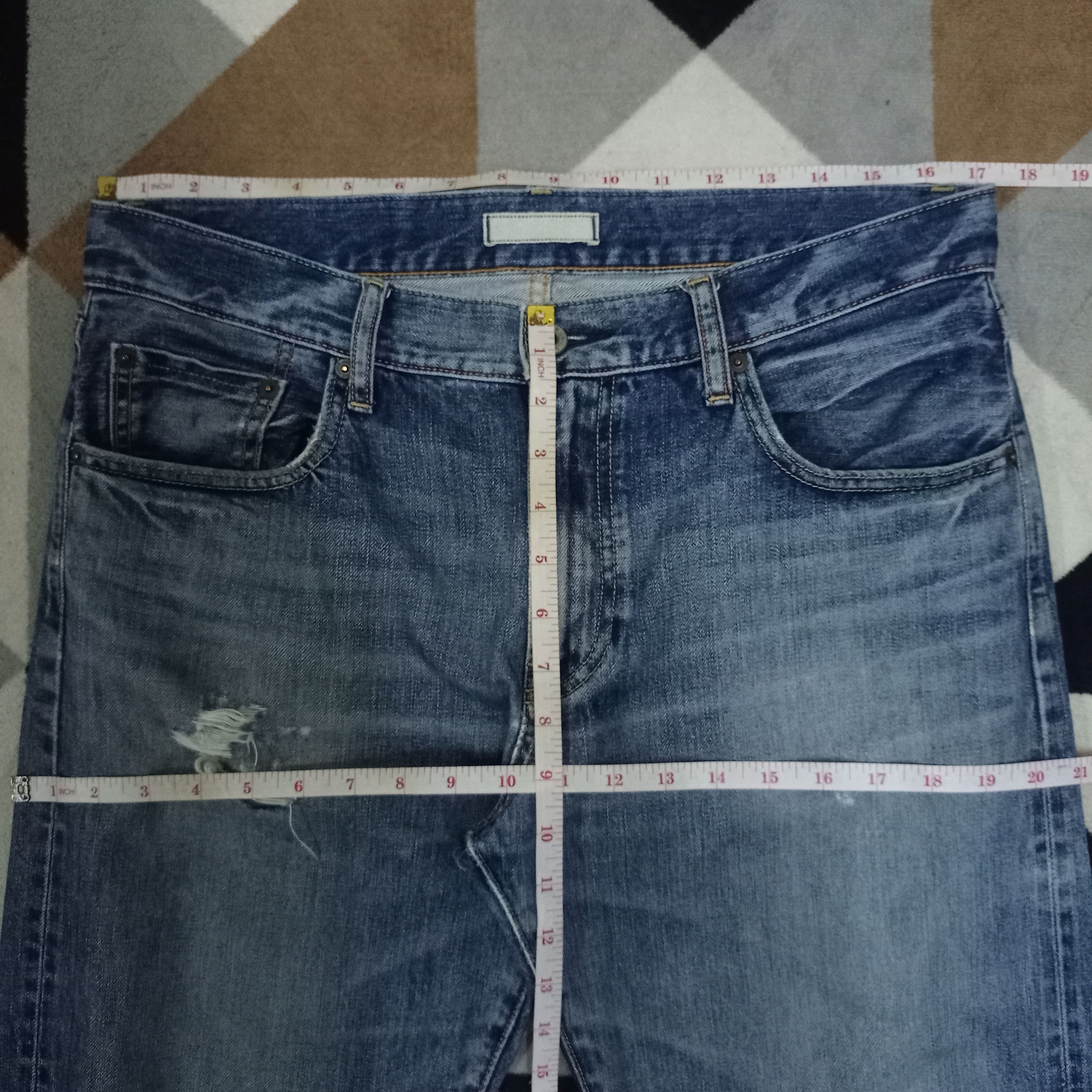 Japanese Brand × Uniqlo Vintage Japanese Uniqlo Blue Wash Baggy Selvedge Jeans Size US 35 - 8 Thumbnail