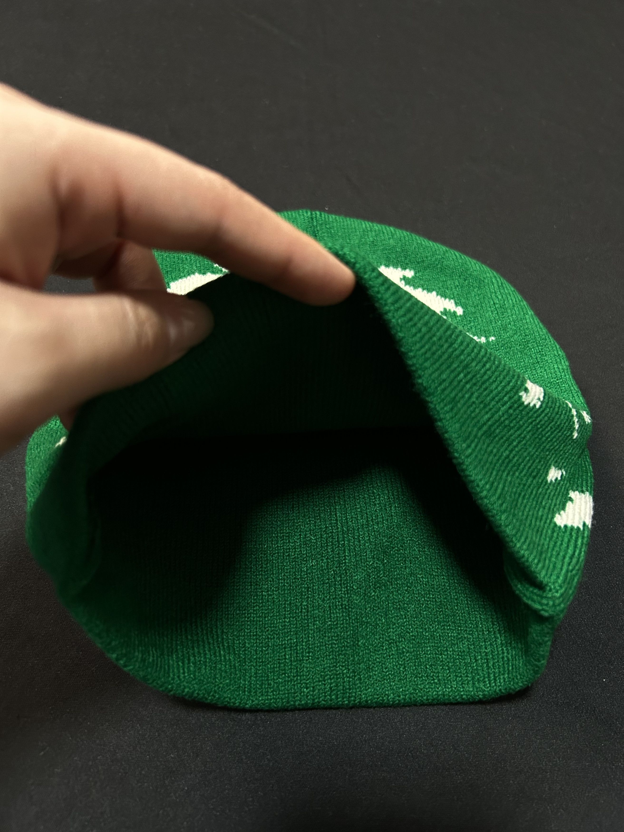 Japanese Brand Rare Chunky Graphic No Cuff Knit Green Beanie Hats OS Size ONE SIZE - 5 Thumbnail
