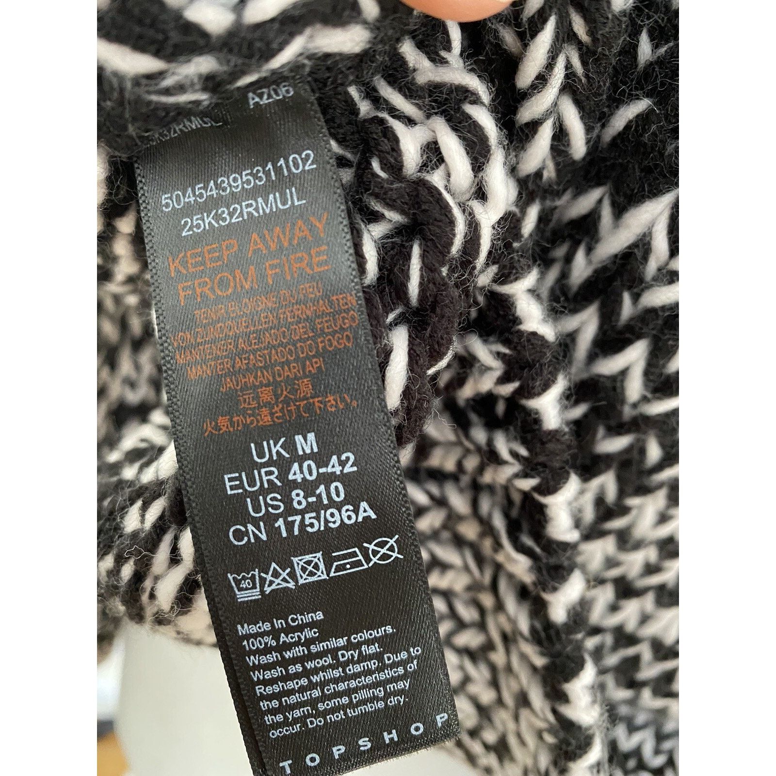 Topshop TopShop Black White Chunky Knit Sweater knitt Size M A003074 Size M / US 6-8 / IT 42-44 - 9 Thumbnail