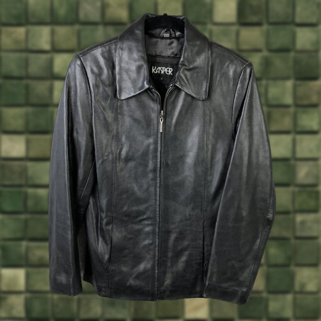 Kasper Kasper Jacket Womens S Black Genuine Leather Zip Collared Lined Classic Size S / US 4 / IT 40 - 1 Thumbnail