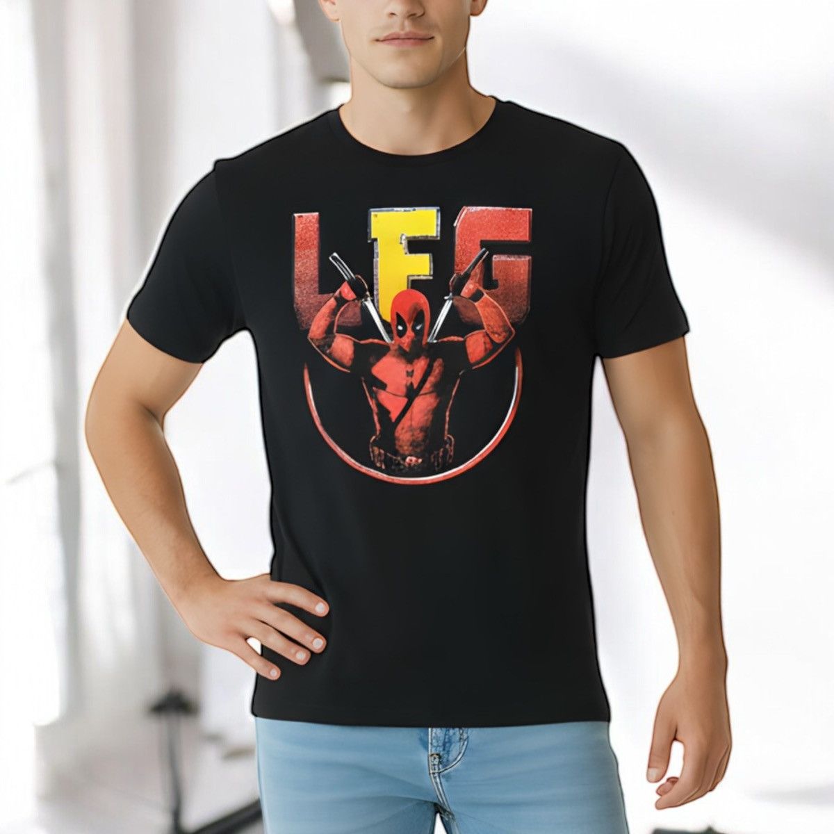 Marvel Comics Marvel Studios Men’s Black Deadpool LFG Graphic T-Shirt Sz M Size US M / EU 48-50 / 2 - 1 Thumbnail