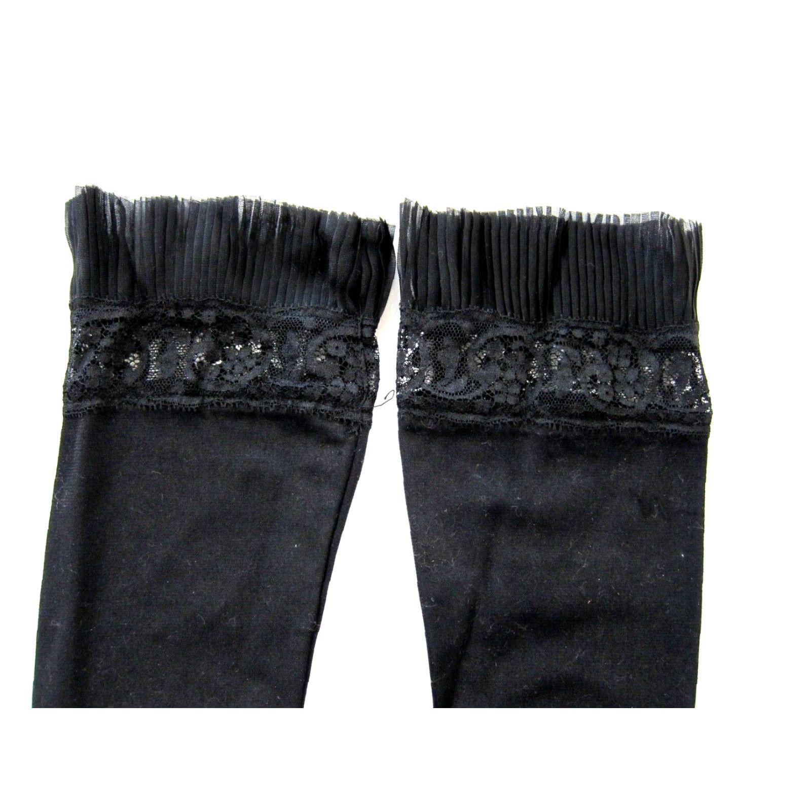 Vintage VINTAGE Black Pleated Lace Tight Fitted Long Party Cocktail Women Glove S- Size ONE SIZE - 5 Thumbnail