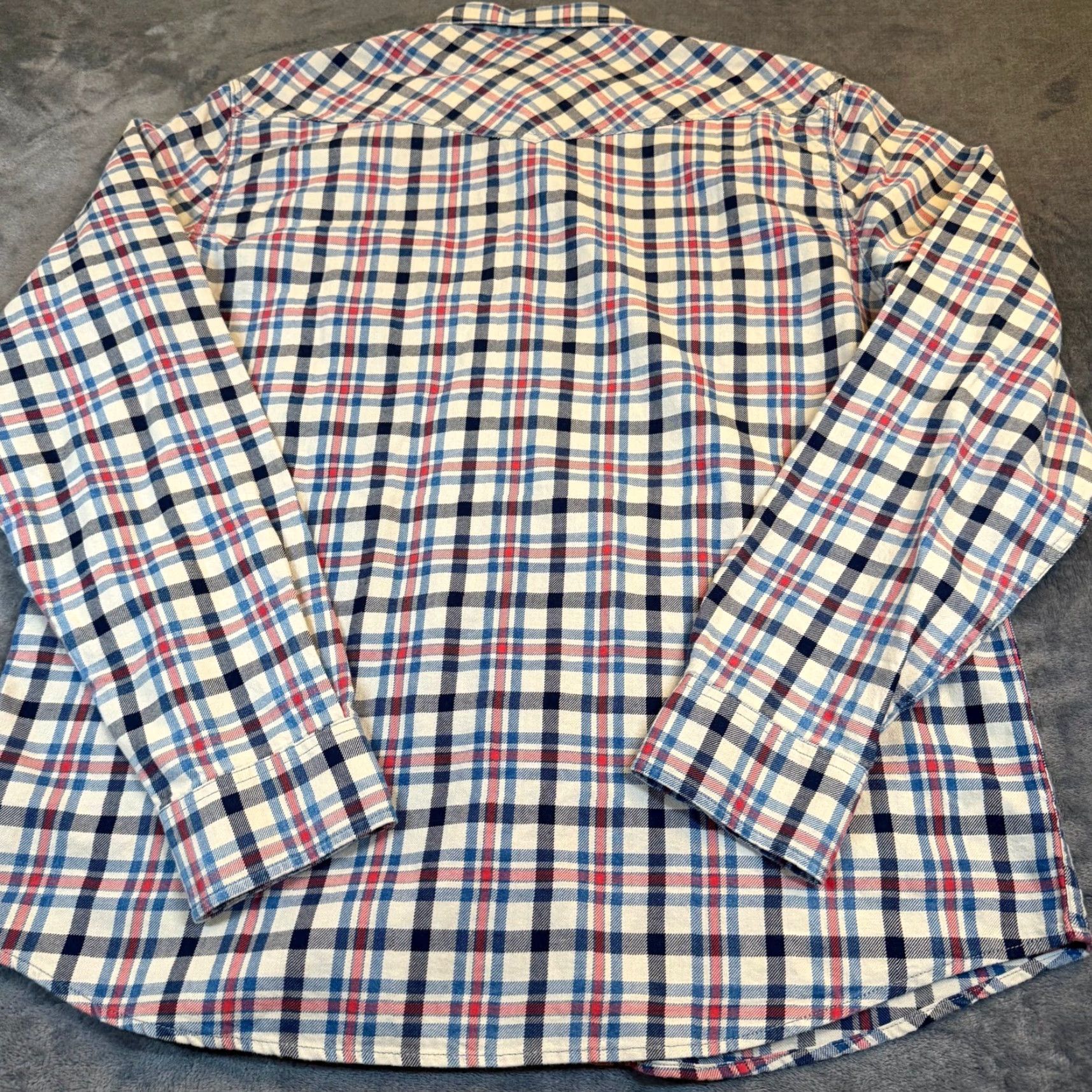 Lucky Brand Lucky Brand Western Snap Front Shirt Mens L Plaid Indigo Indigo Dyed Cotton 7M44147 Vintage No N/A Size US L / EU 52-54 / 3 - 5 Thumbnail
