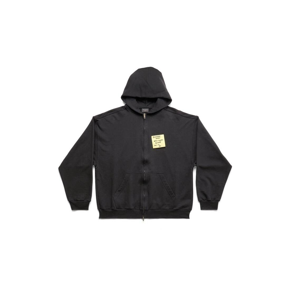 Balenciaga o1w1db10125 Sticky Note Zip-Up Hoodie Medium Fit in Black Size US S / EU 44-46 / 1 - 1 Thumbnail