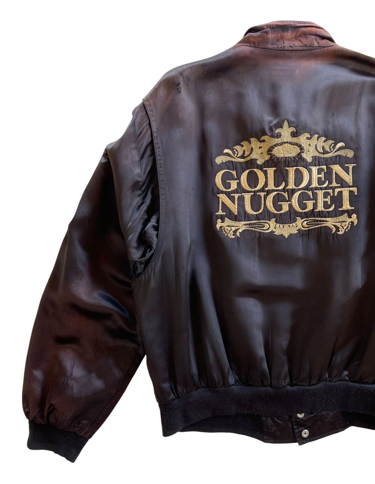 Vintage 80s Golden Nugget Satin Bomber Jacket Size US L / EU 52-54 / 3 - 7 Thumbnail