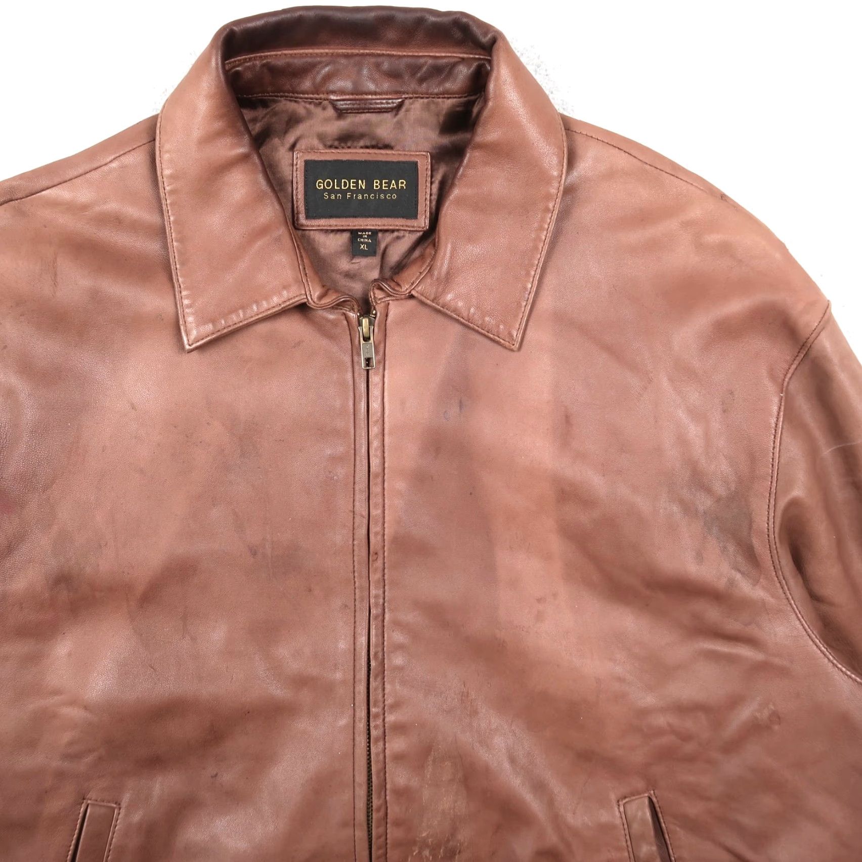 Golden Bear Golden Bear Leather Jacket Men's XL Regular Zip Up Bomber Brown 90s Classic Vintage Theme Casual Travel Winter Fall Spring Zip Full Zip Size US XL / EU 56 / 4 - 3 Thumbnail