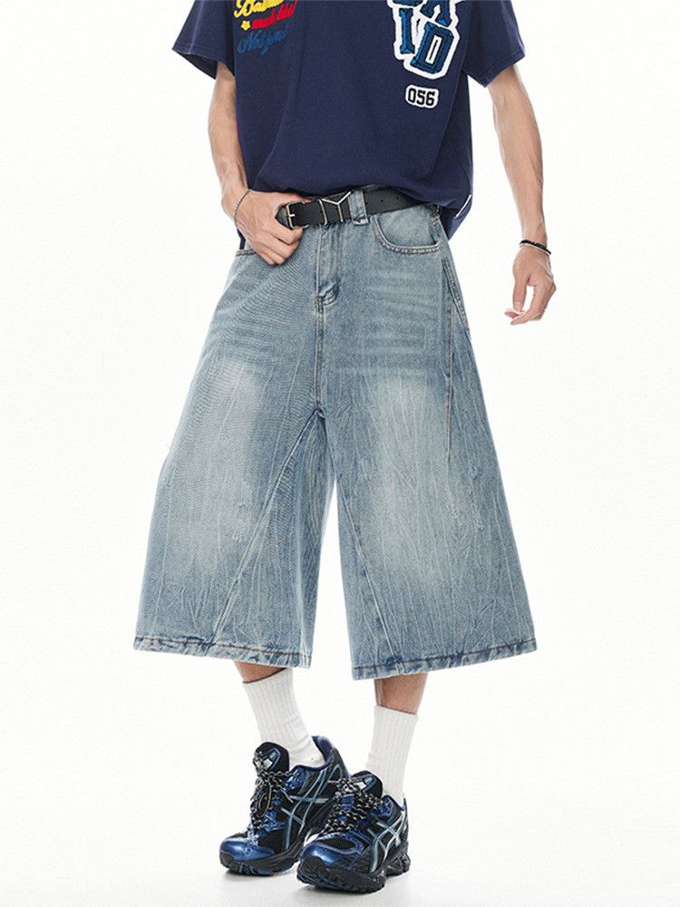 Vintage Men's American-Style Patchwork Slub Denim Shorts Size US 32 / EU 48 - 1 Thumbnail