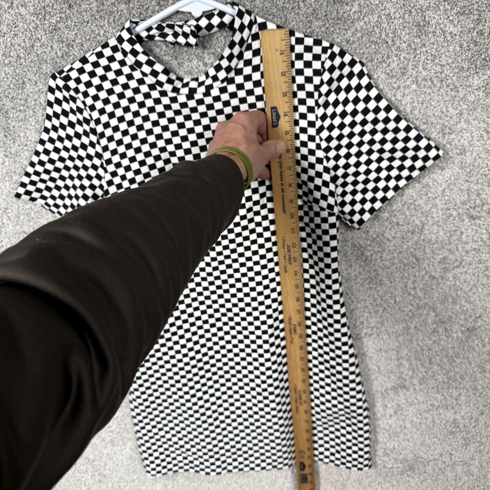 Zara Zara Mini Bodycon Dress XS Checkerboard Cutout Back Y2K Clubwear Geometric Black/White Womens XS Party/Cocktail Short Sleeve High Neck Vintage No Size XS / US 0-2 / IT 36-38 - 2 Thumbnail