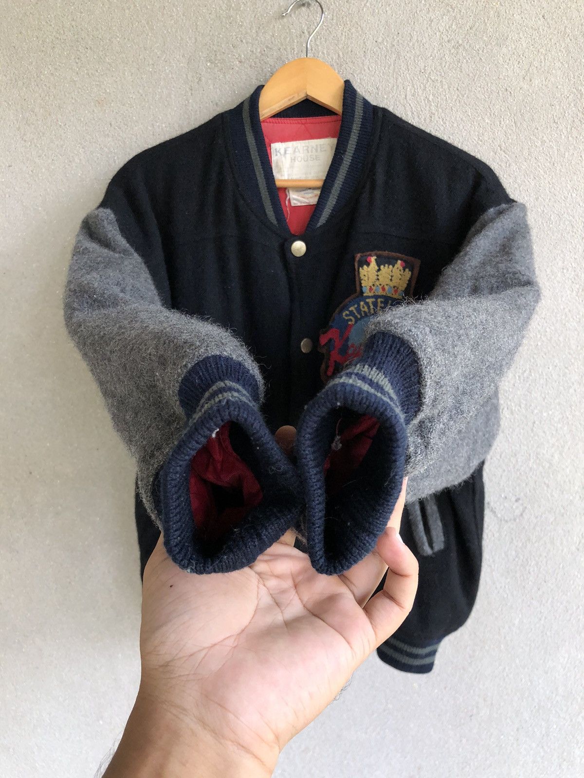MLB Vintage KEARNEY HOUSE Fighter baseball wool Varsity jacket Size US L / EU 52-54 / 3 - 4 Thumbnail