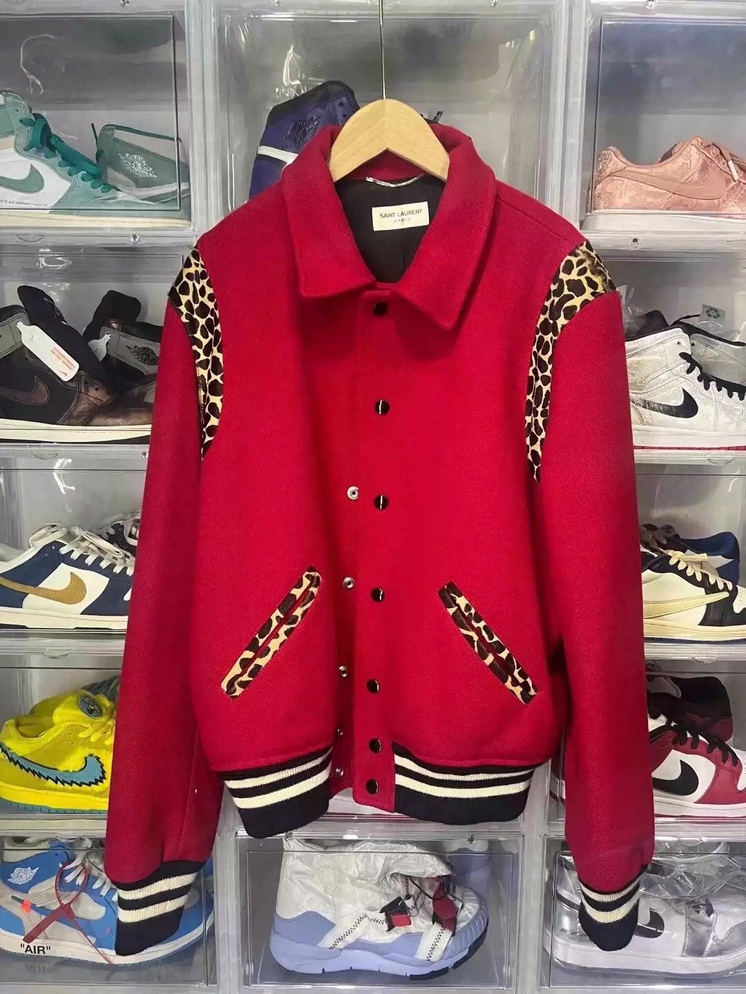 Saint Laurent Paris saint laurent Red Fur Leopard Print Baseball Jacket Size US M / EU 48-50 / 2 - 1 Thumbnail