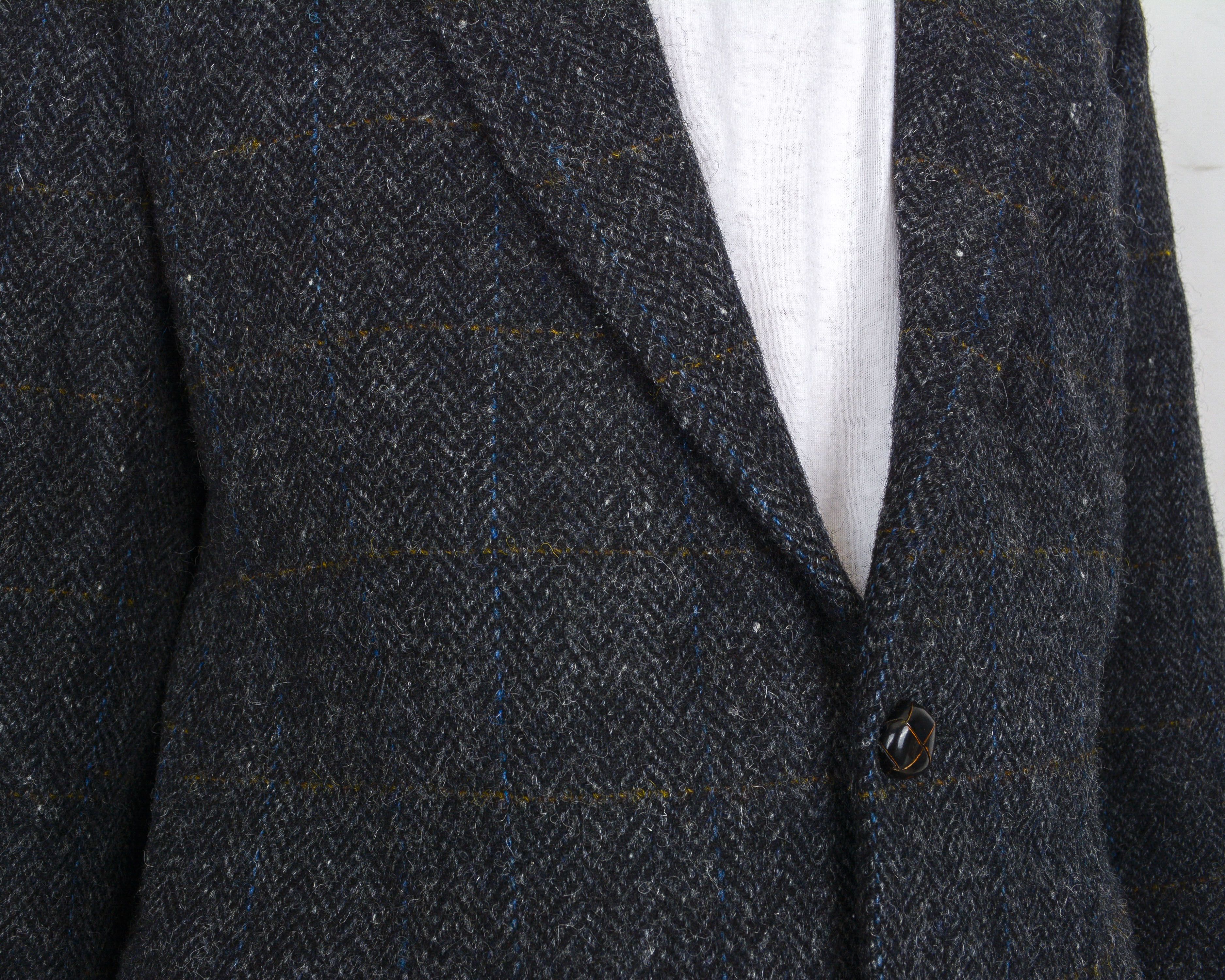 Harris Tweed Vintage Uk 42 Us Men's Wool Herringbone Blazer Coat Jacket L Size 42R - 5 Thumbnail